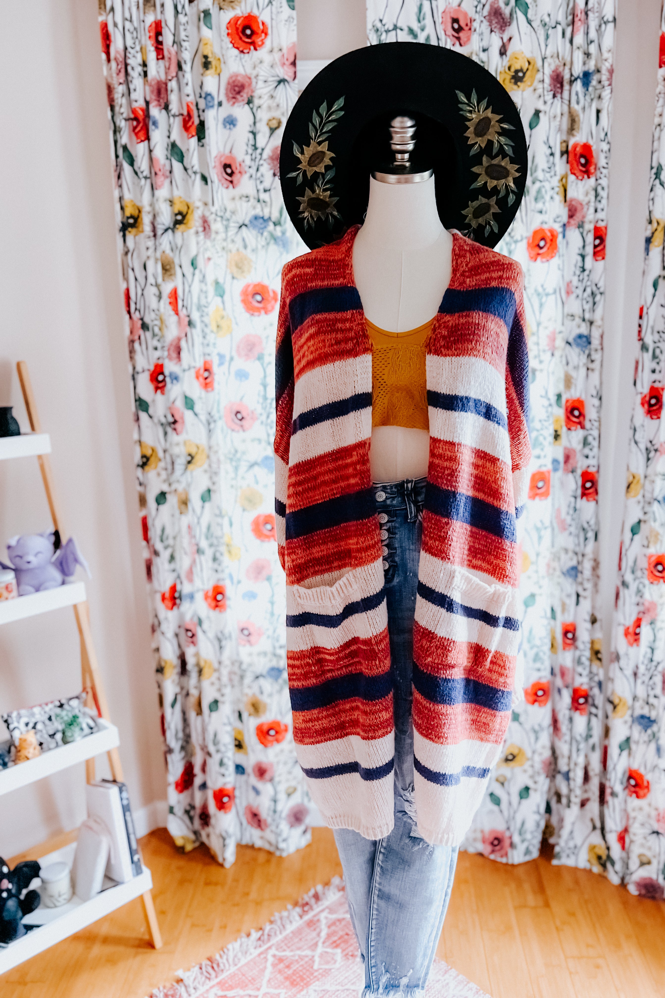 All Put Together Striped Pocketed Cardigan
