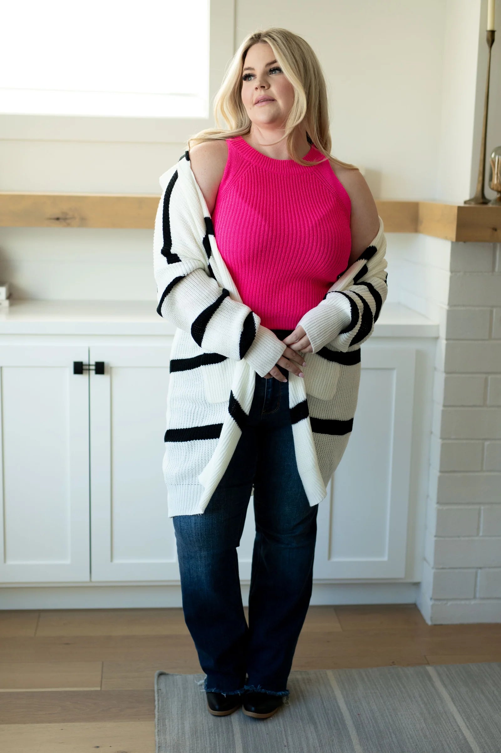 Brighter is Better Striped Cardigan • Ivory