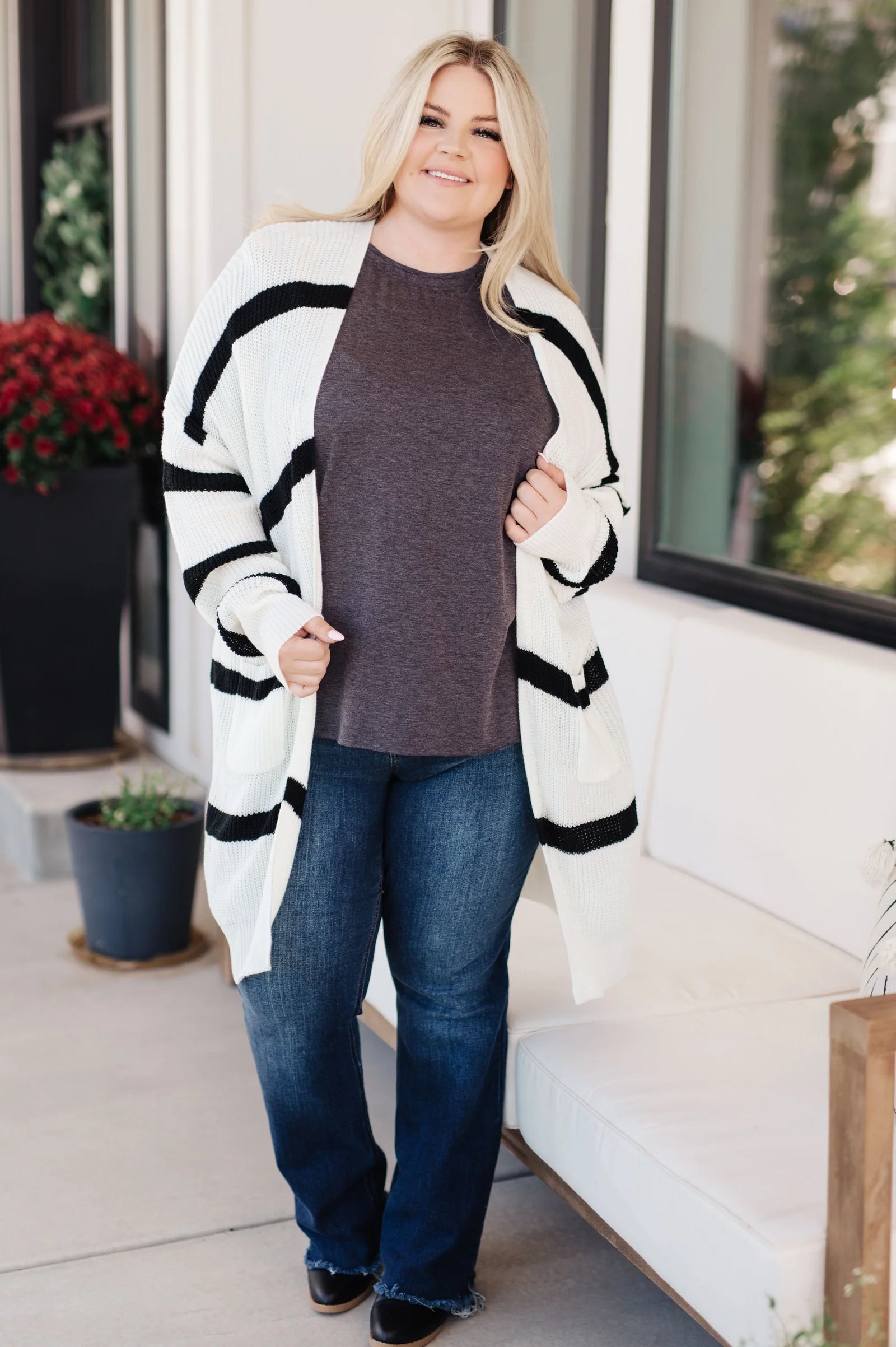 Brighter is Better Striped Cardigan • Ivory