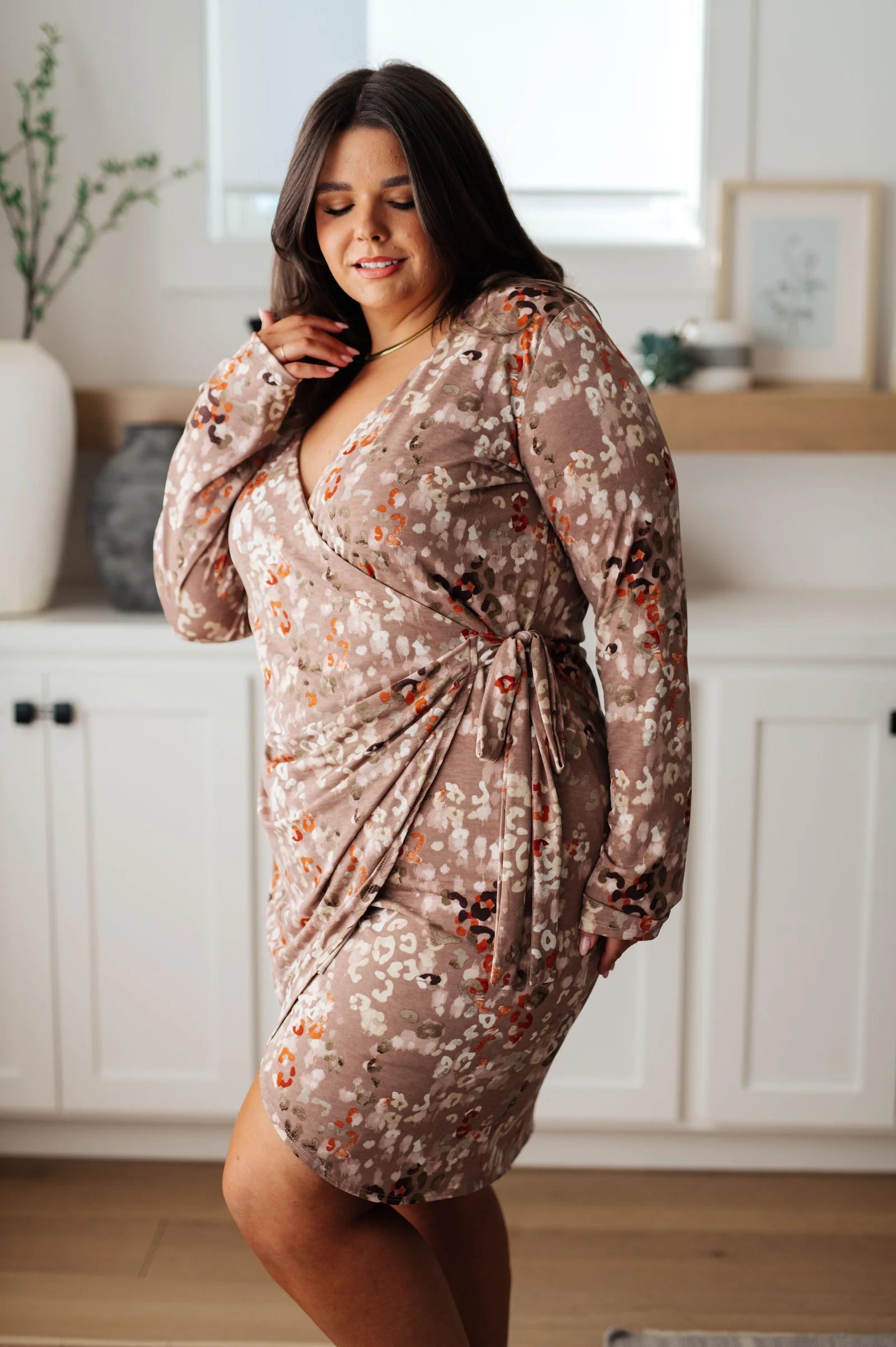 Honey Do I Ever Faux Wrap Dress • Taupe