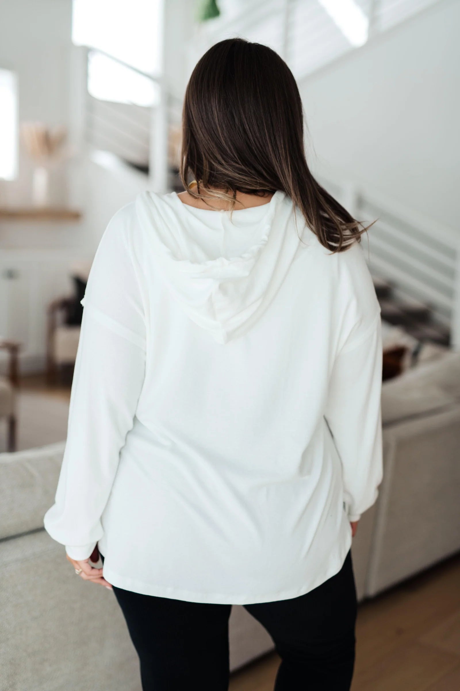 Happier Now Henley Hoodie • Ivory