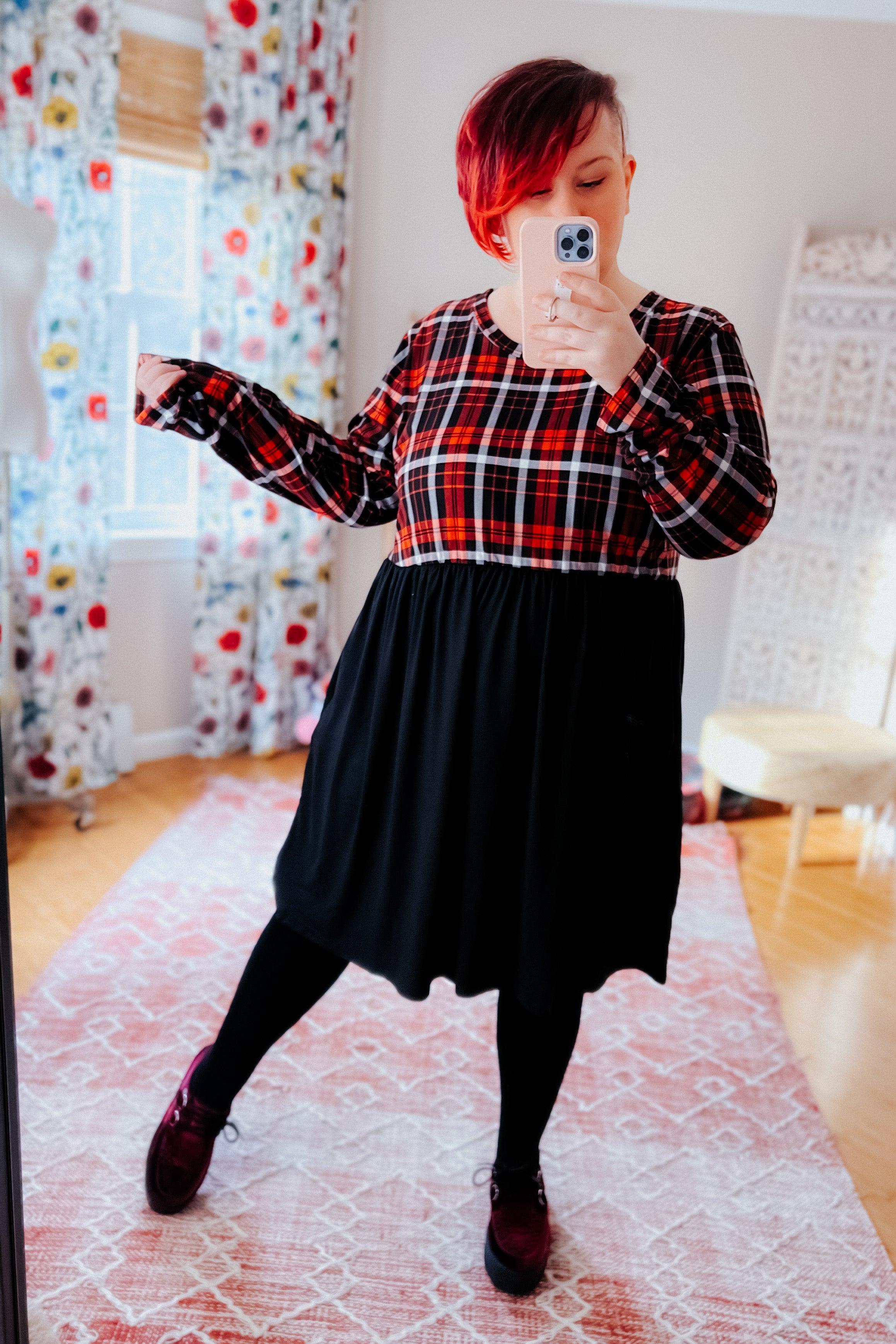 About You Plaid Hacci Babydoll Swing Dress