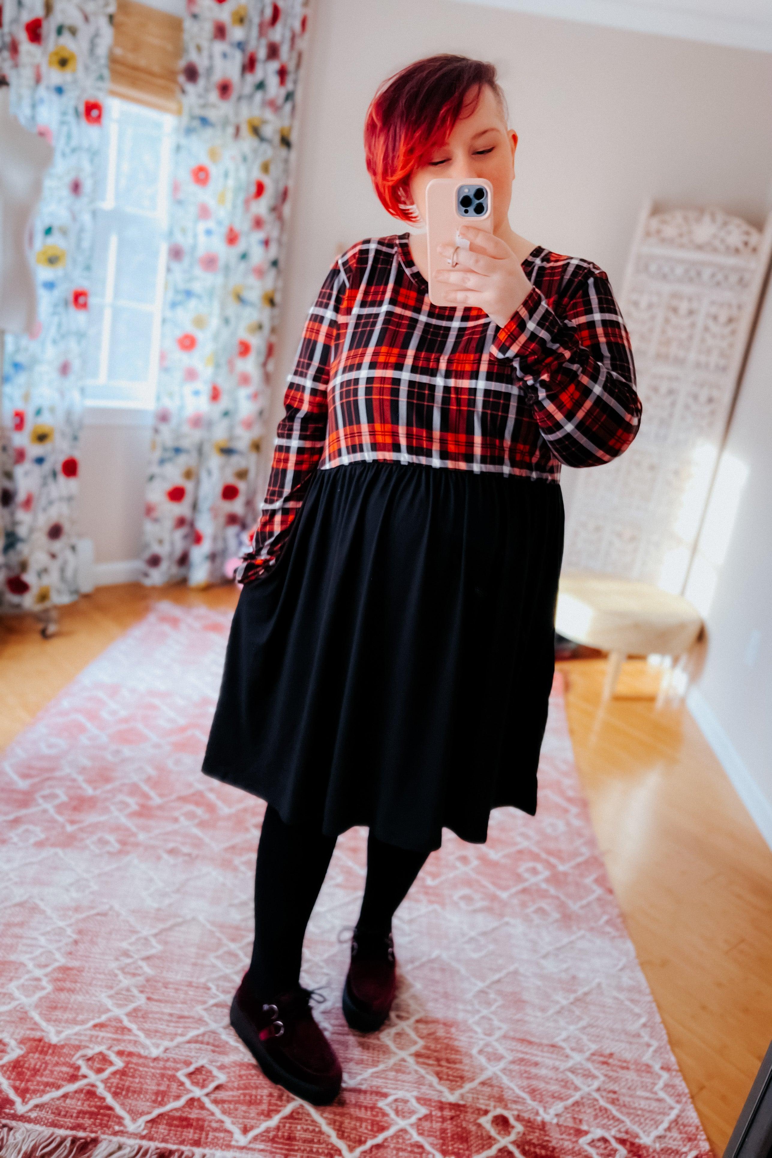 About You Plaid Hacci Babydoll Swing Dress