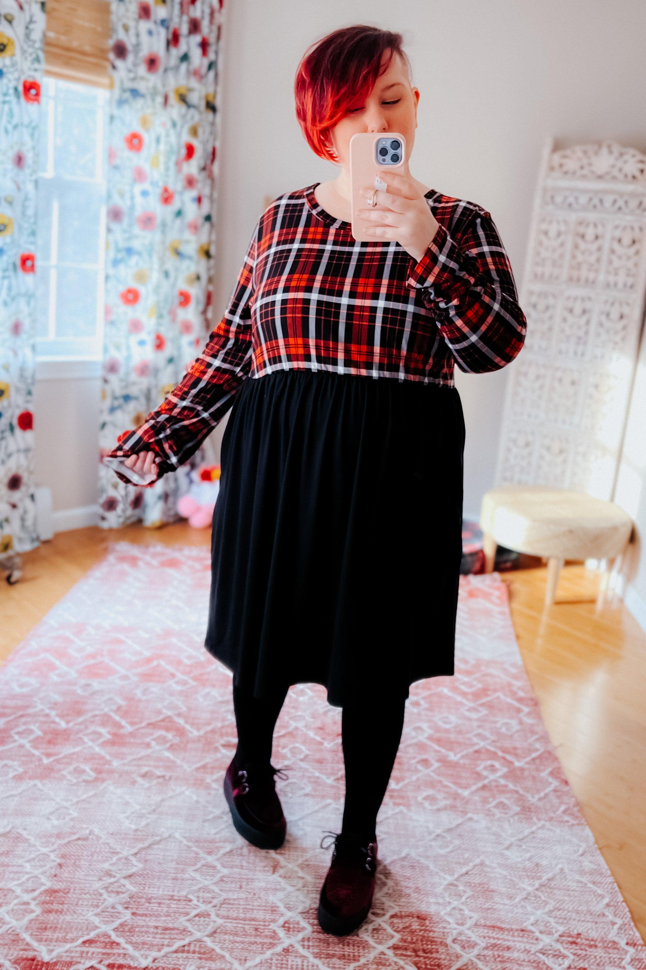 About You Plaid Hacci Babydoll Swing Dress