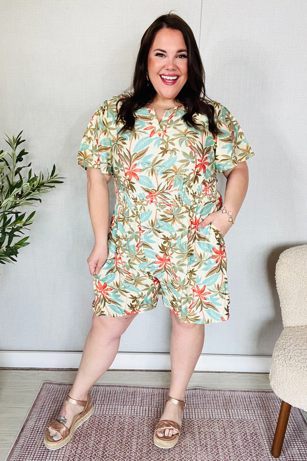 Get Whimsical Smocked Waist Romper