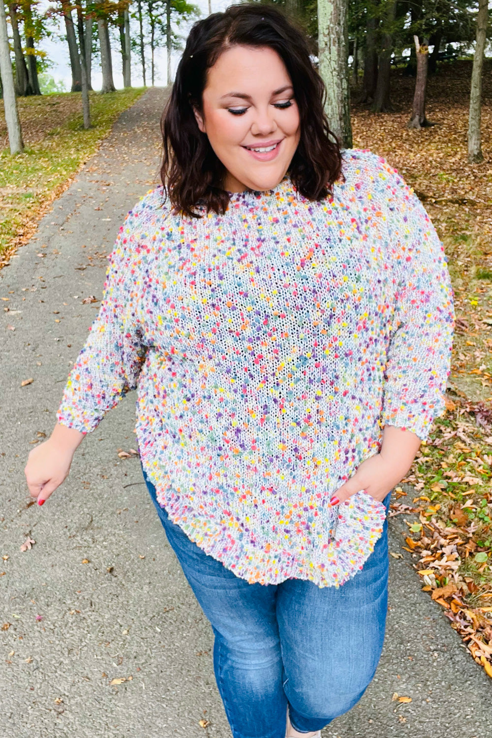 Fruity Pebbles Popcorn Rounded Hem Sweater