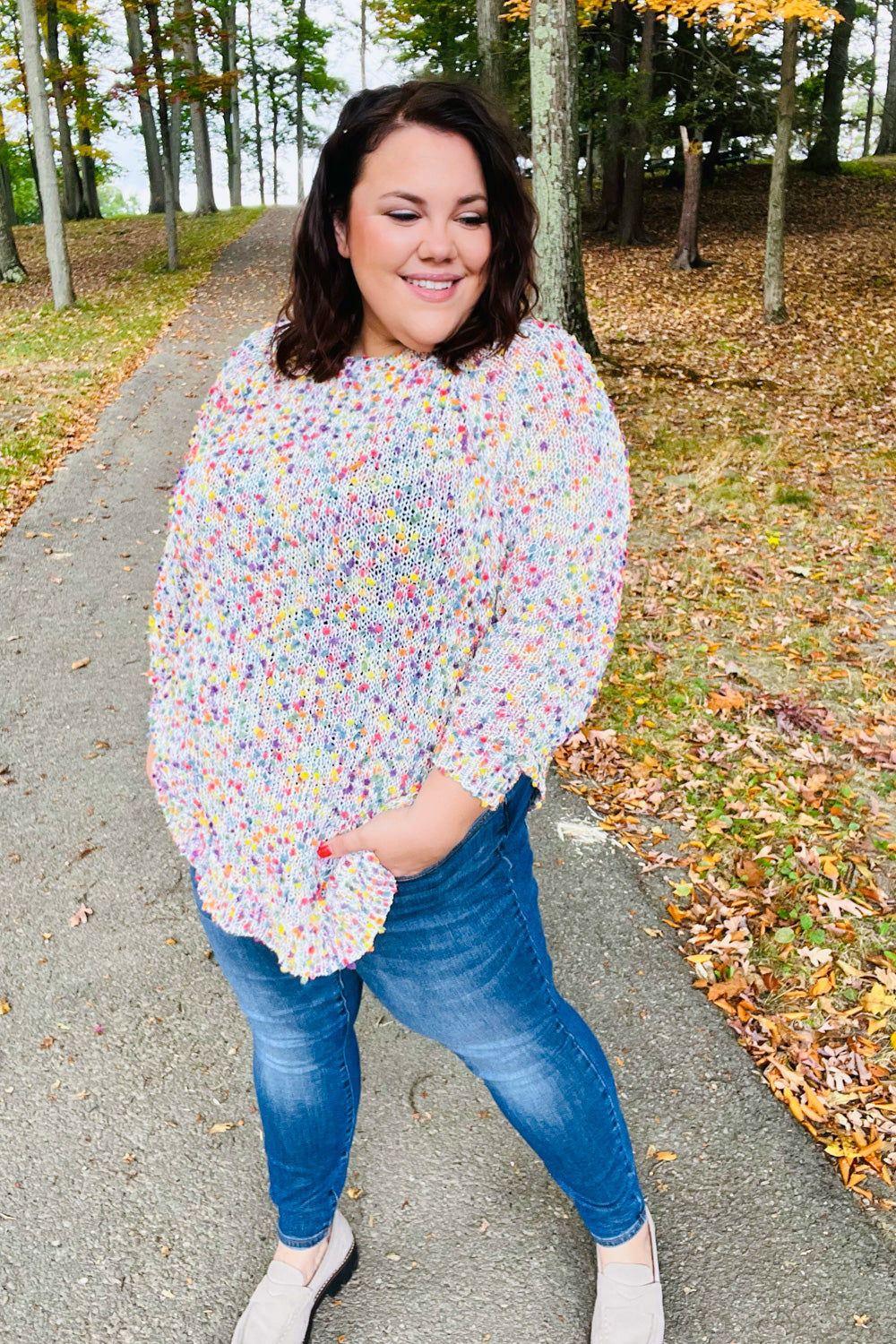 Fruity Pebbles Popcorn Rounded Hem Sweater