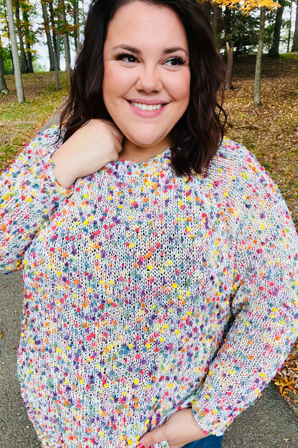 Fruity Pebbles Popcorn Rounded Hem Sweater
