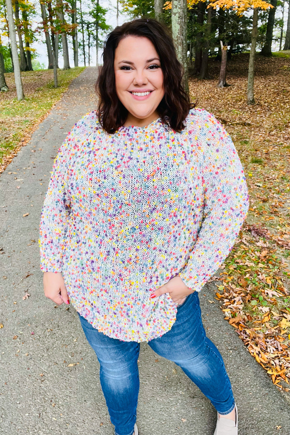 Fruity Pebbles Popcorn Rounded Hem Sweater