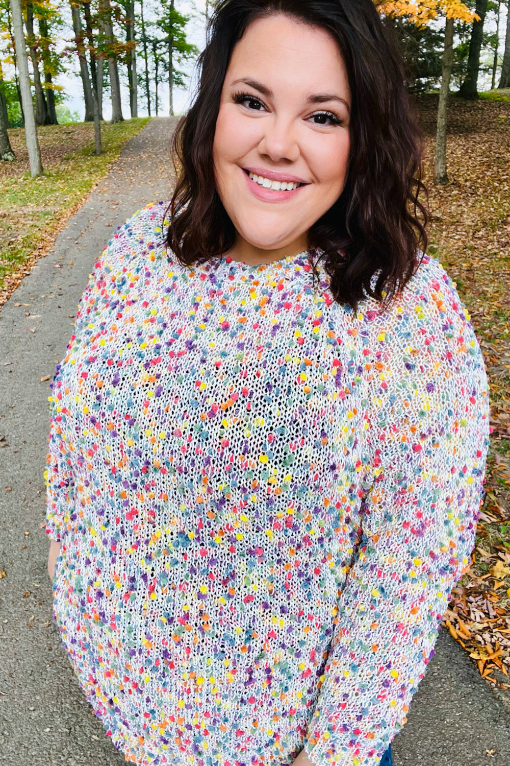 Fruity Pebbles Popcorn Rounded Hem Sweater