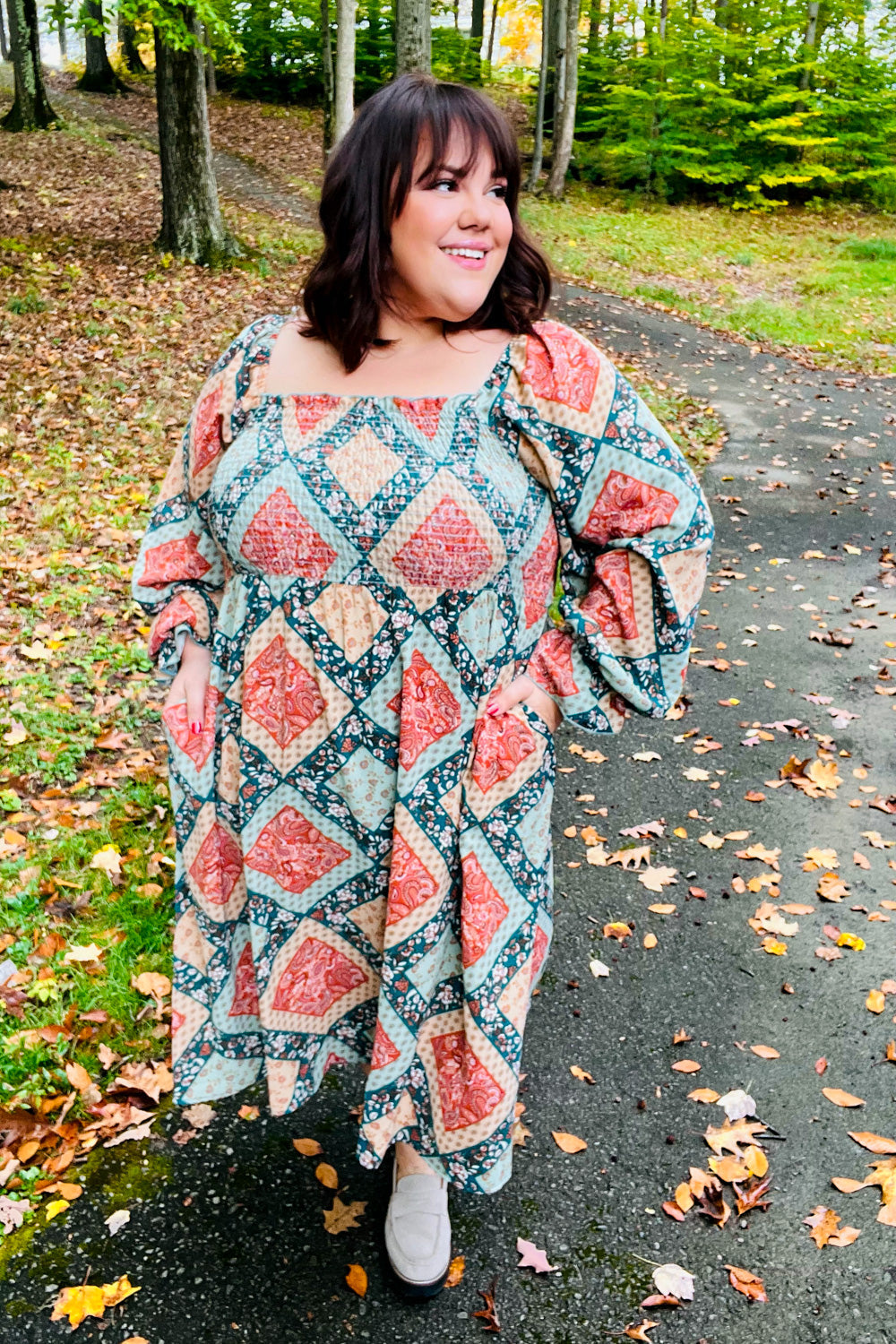 Join Me Later Boho Smocked Woven Midi Dress