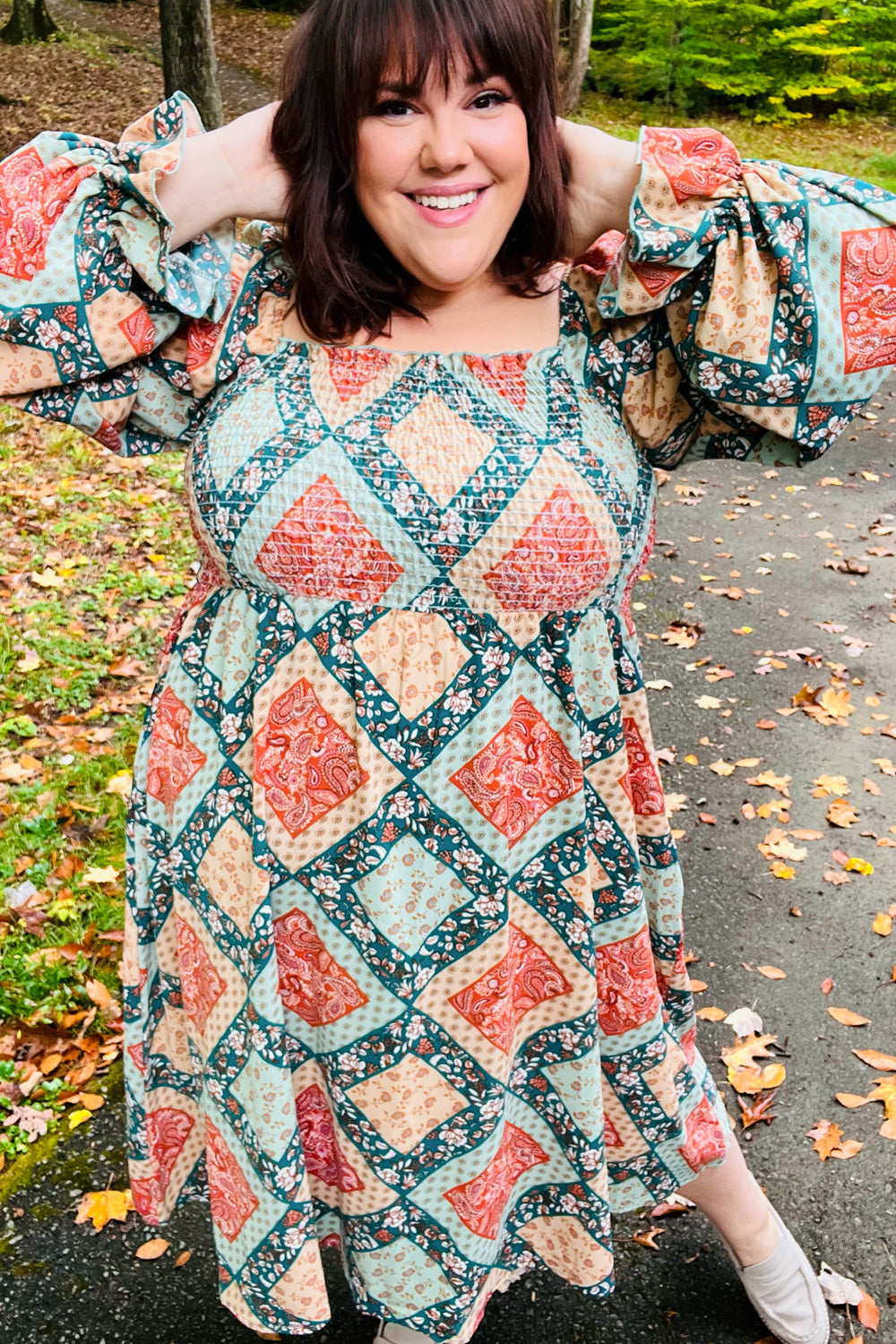 Join Me Later Boho Smocked Woven Midi Dress