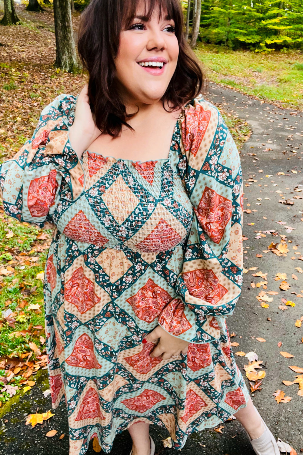 Join Me Later Boho Smocked Woven Midi Dress
