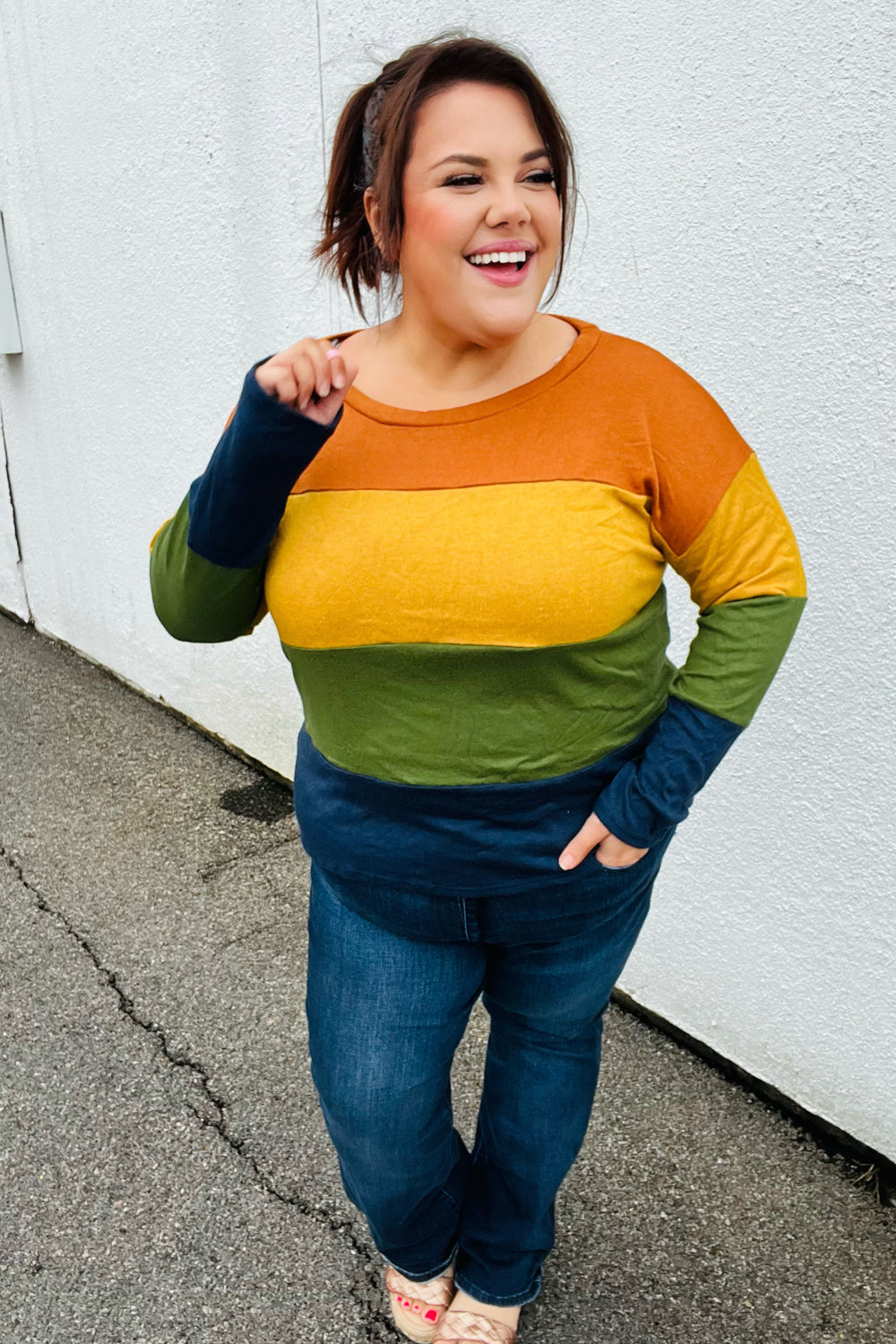 In Love With Color Block Hacci Top