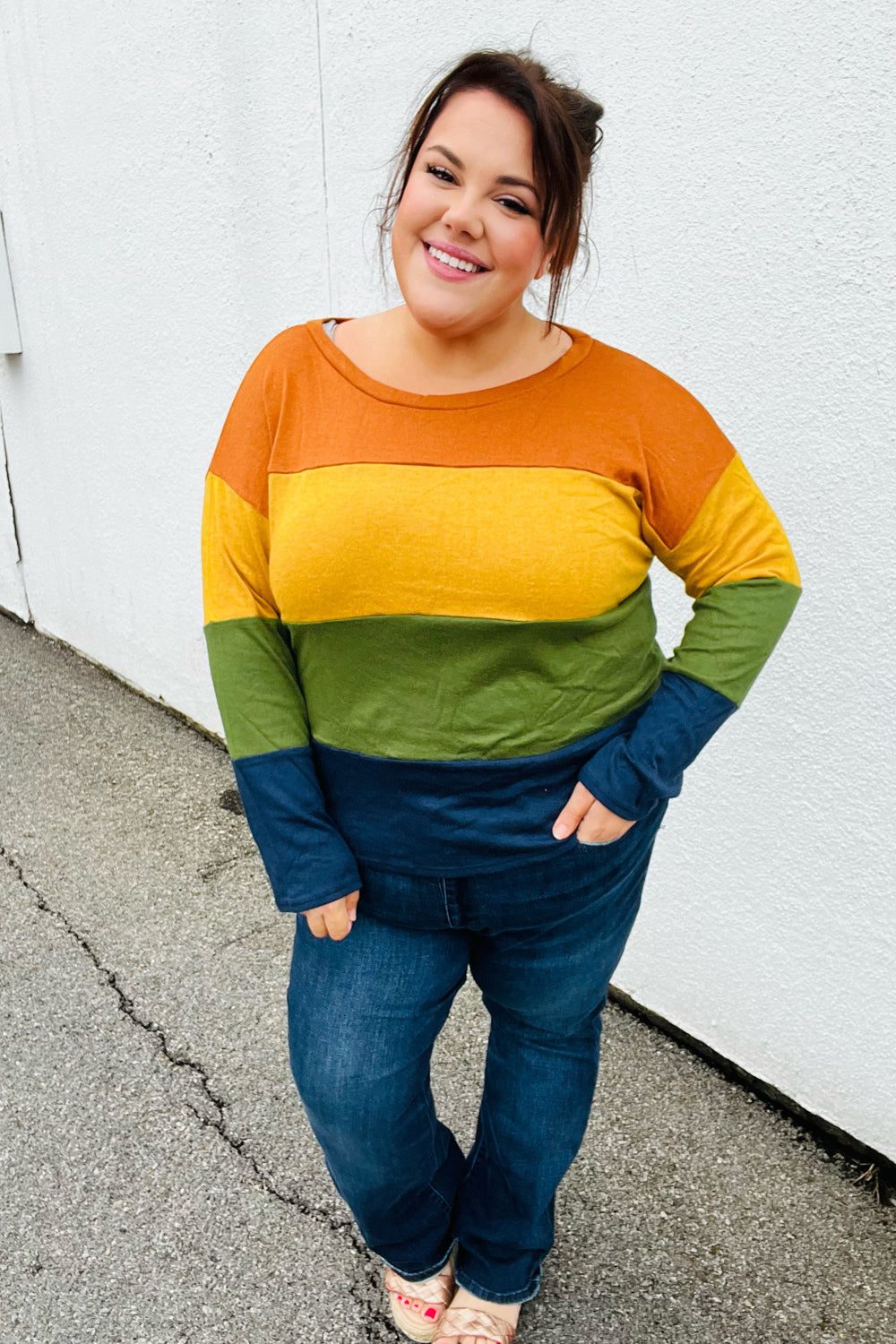 In Love With Color Block Hacci Top