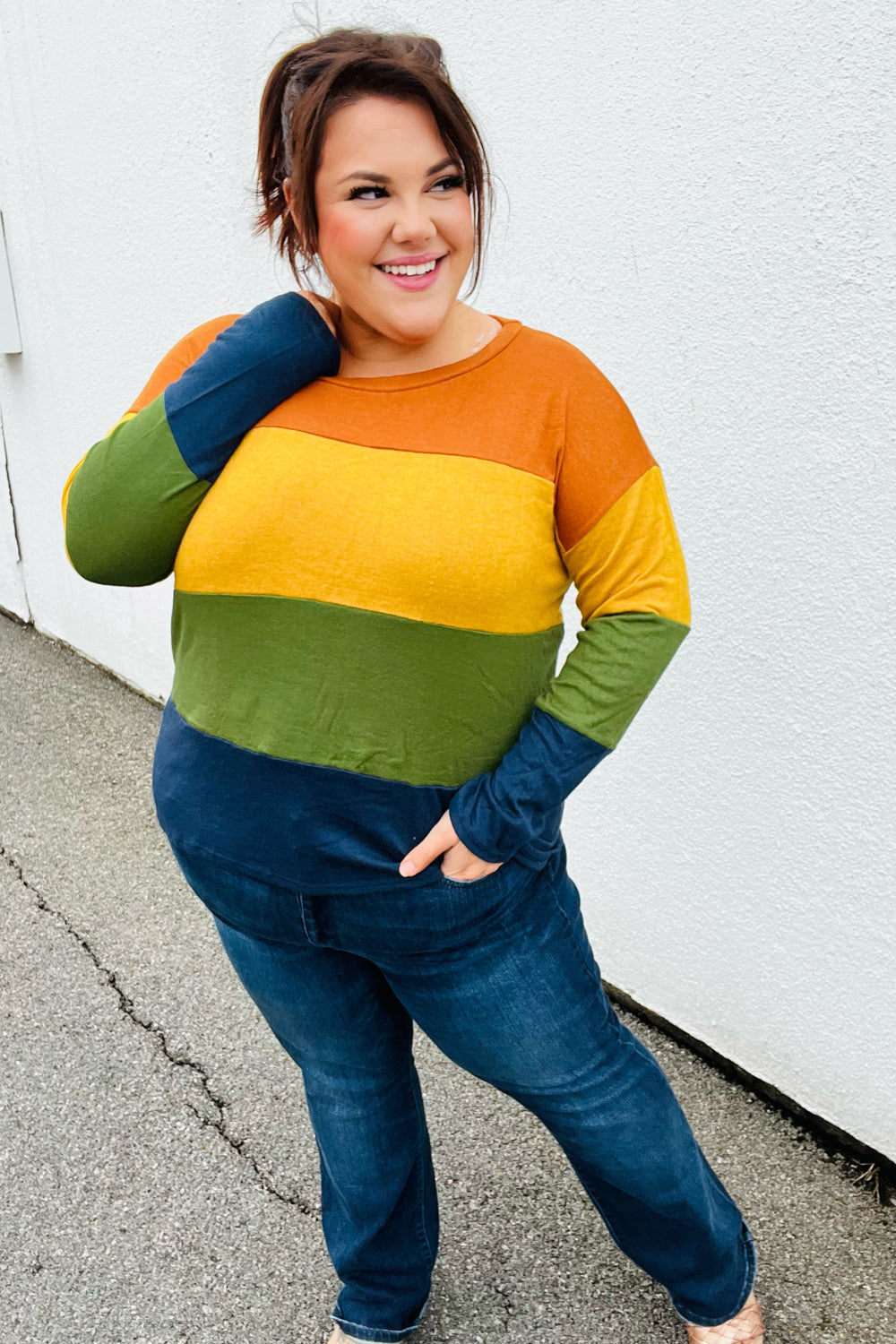 In Love With Color Block Hacci Top