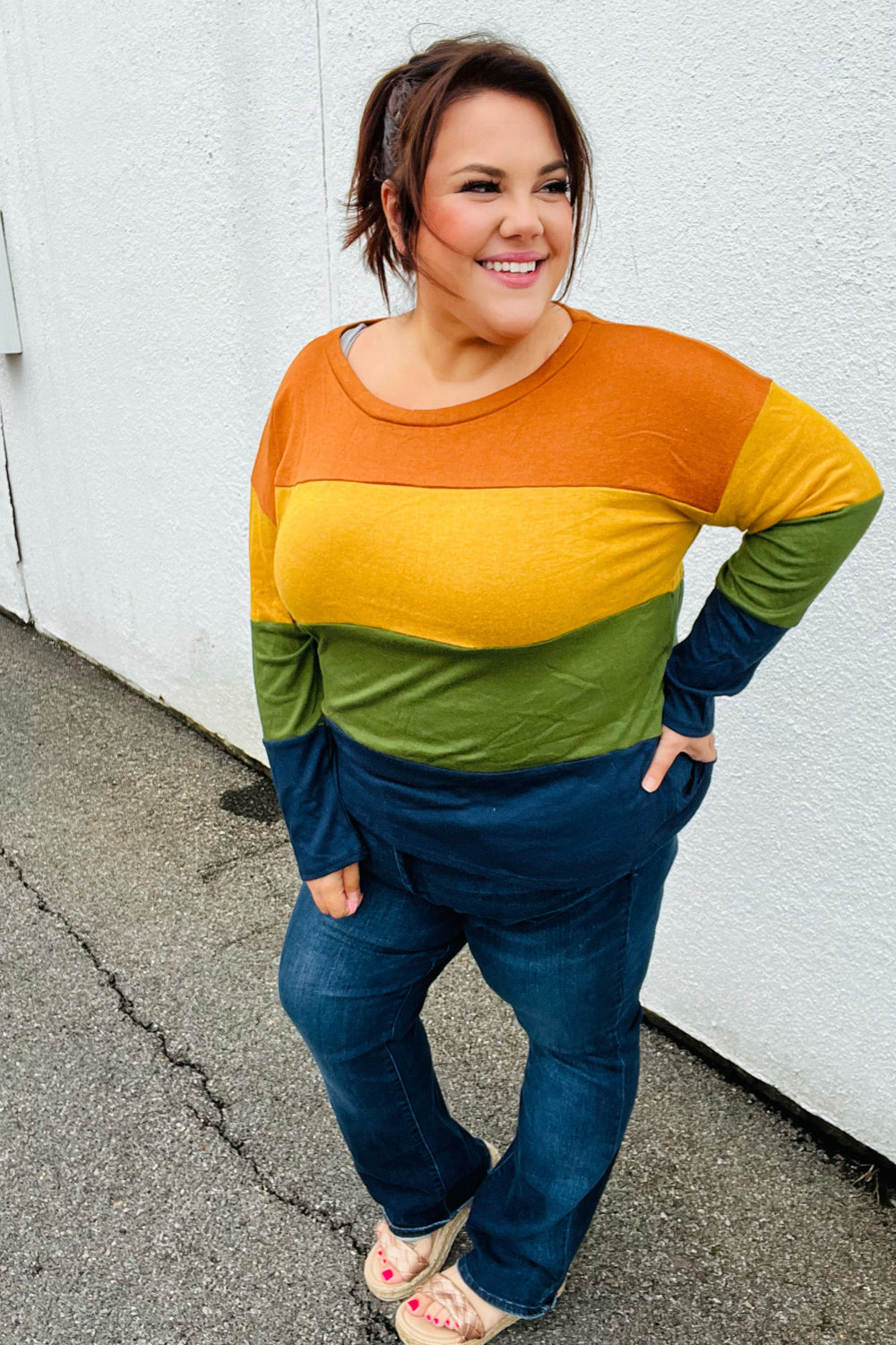 In Love With Color Block Hacci Top
