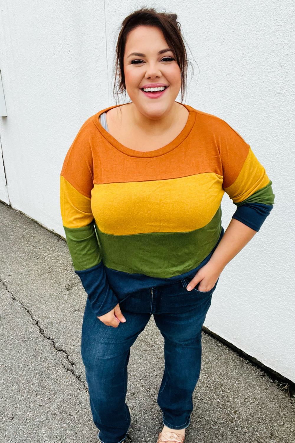 In Love With Color Block Hacci Top