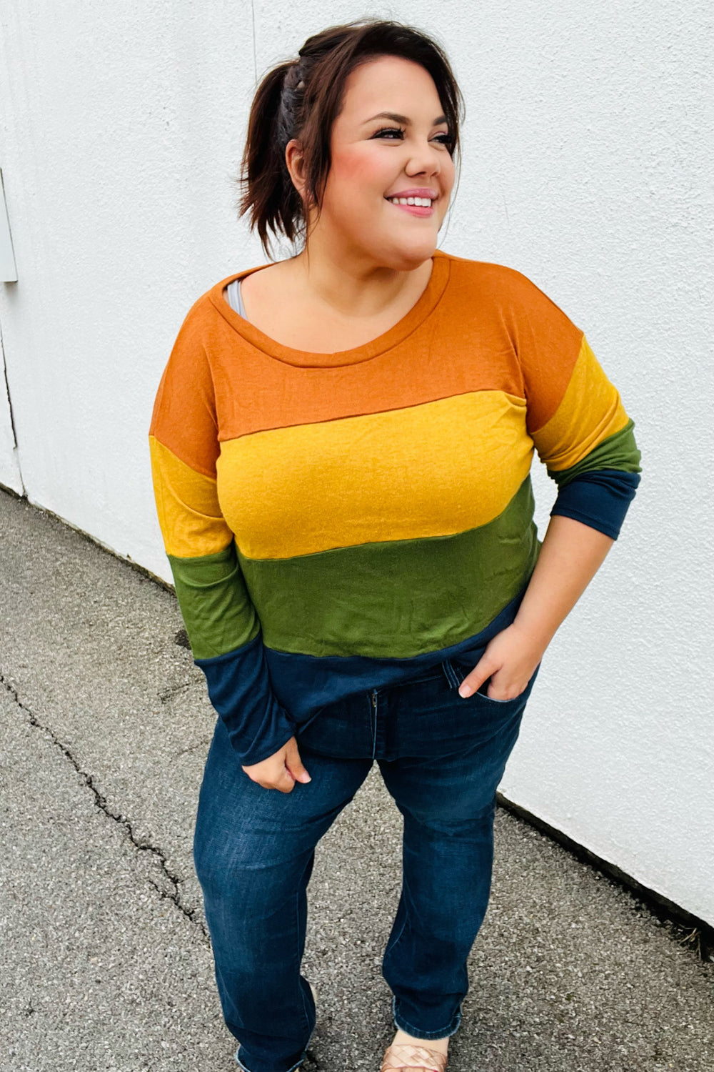 In Love With Color Block Hacci Top