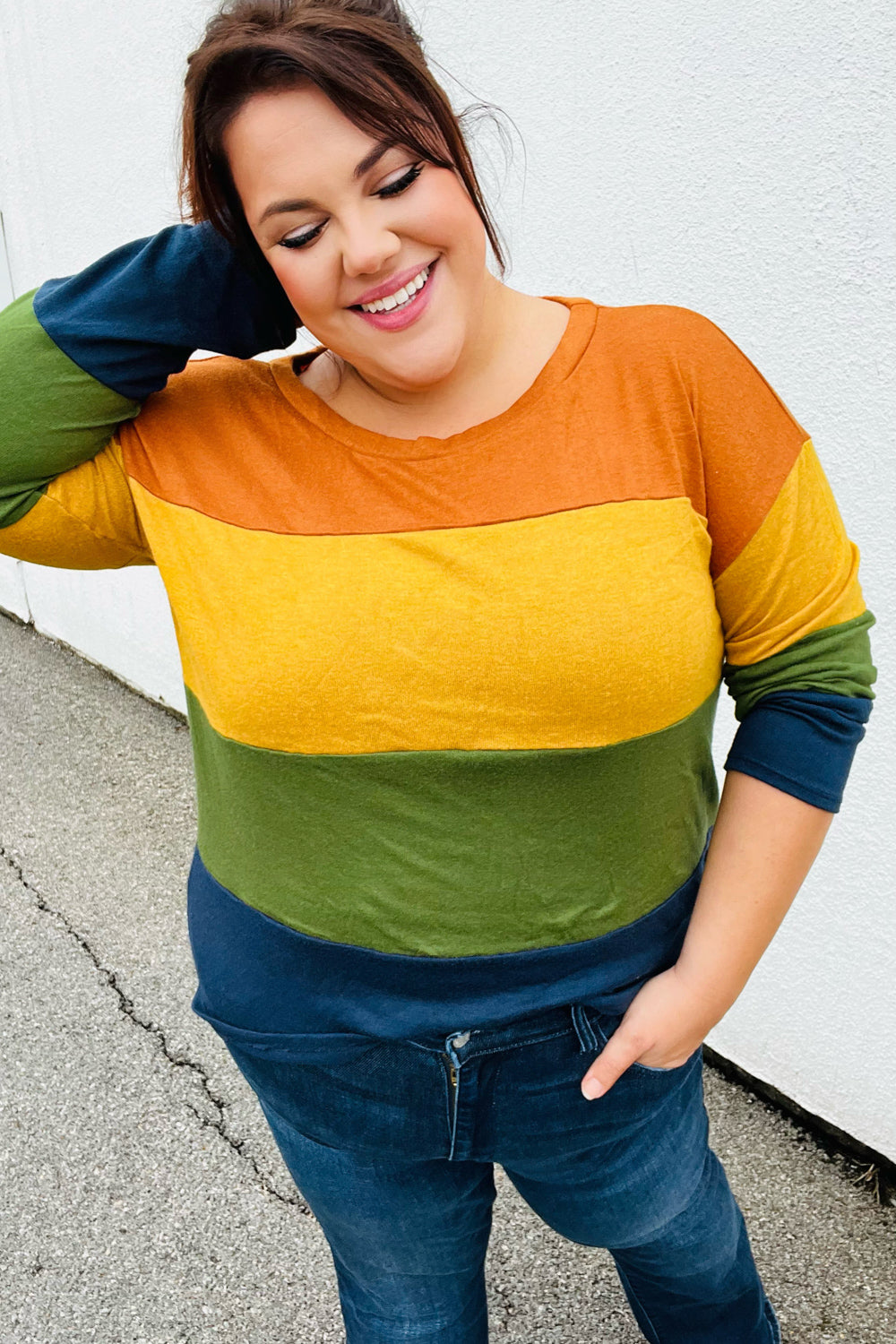 In Love With Color Block Hacci Top