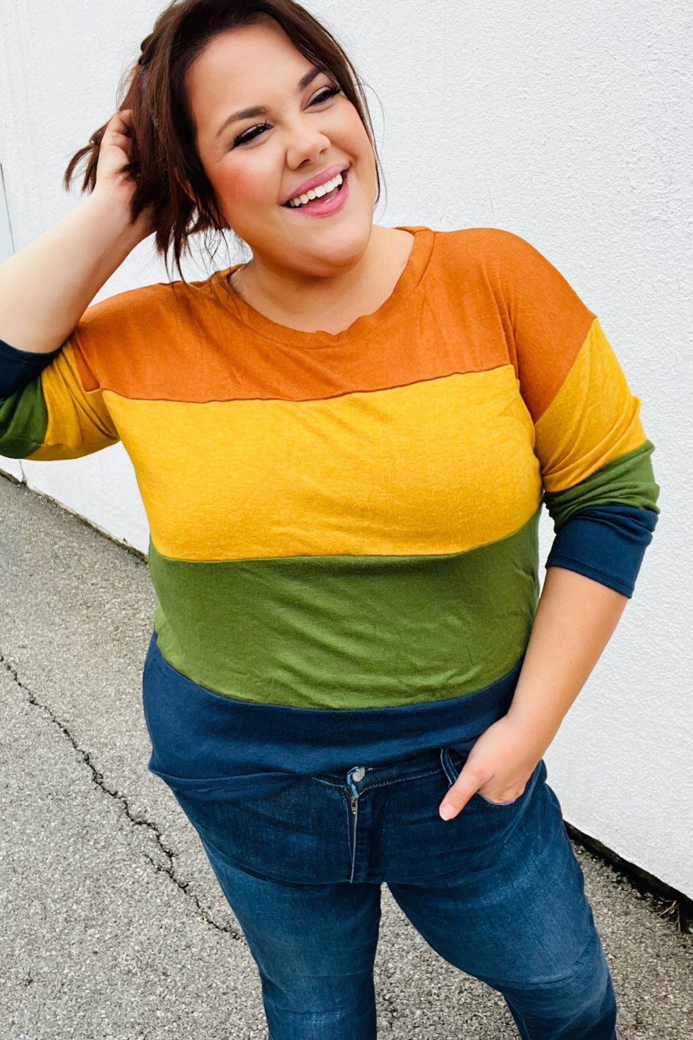 In Love With Color Block Hacci Top