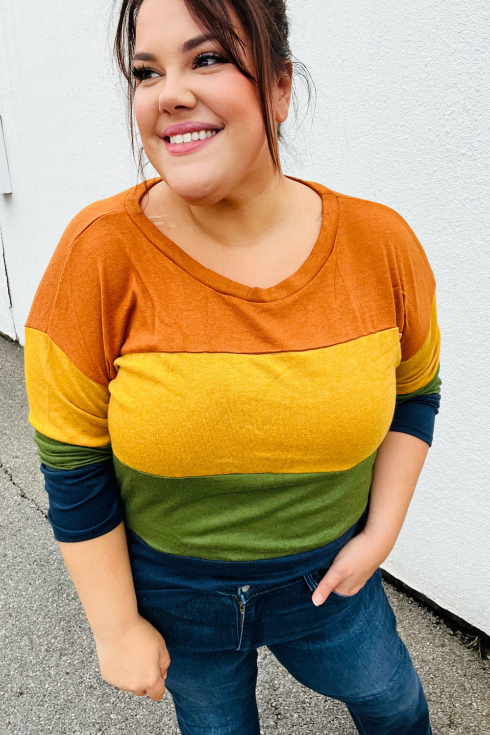 In Love With Color Block Hacci Top