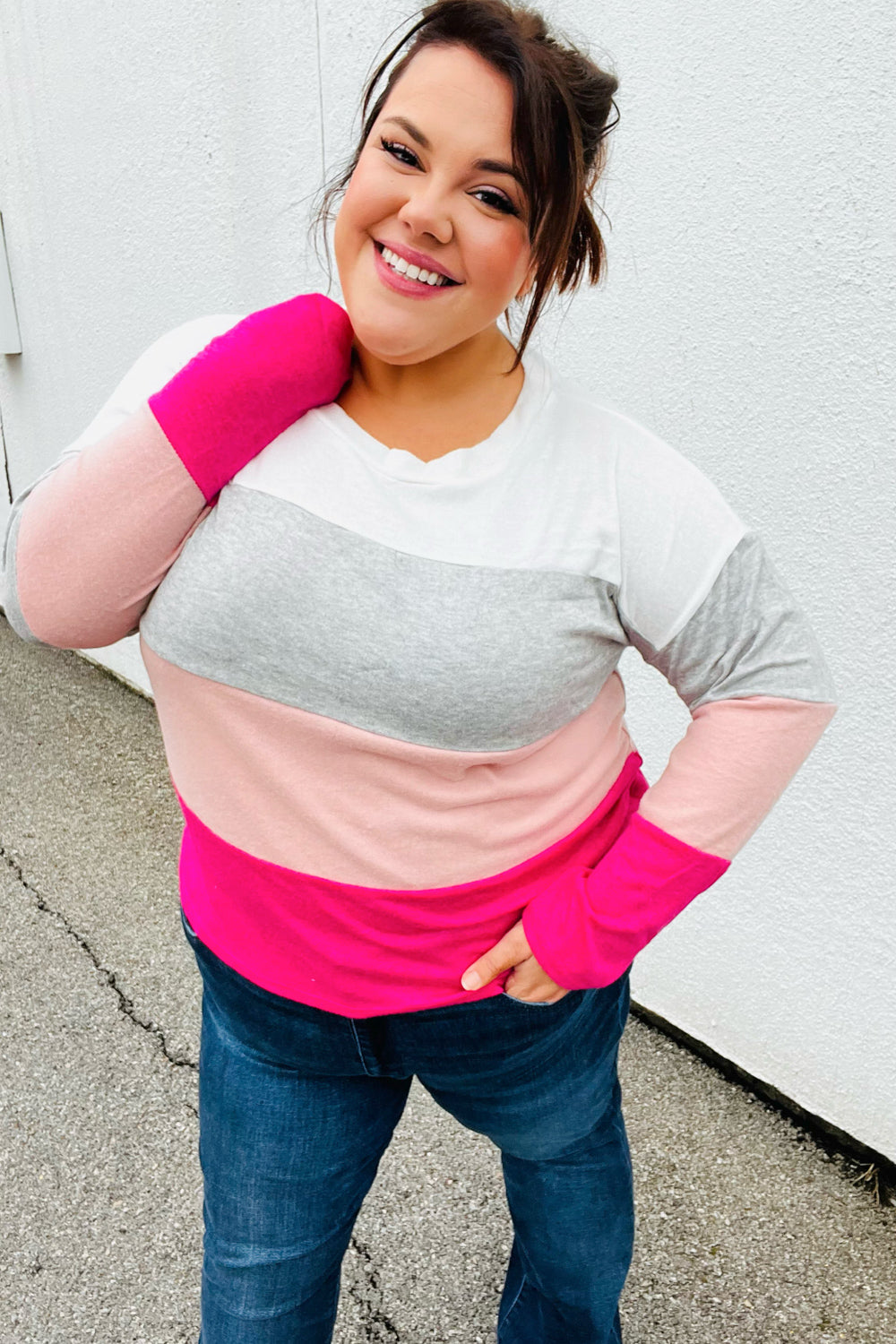I Never Knew Color Block Hacci Top