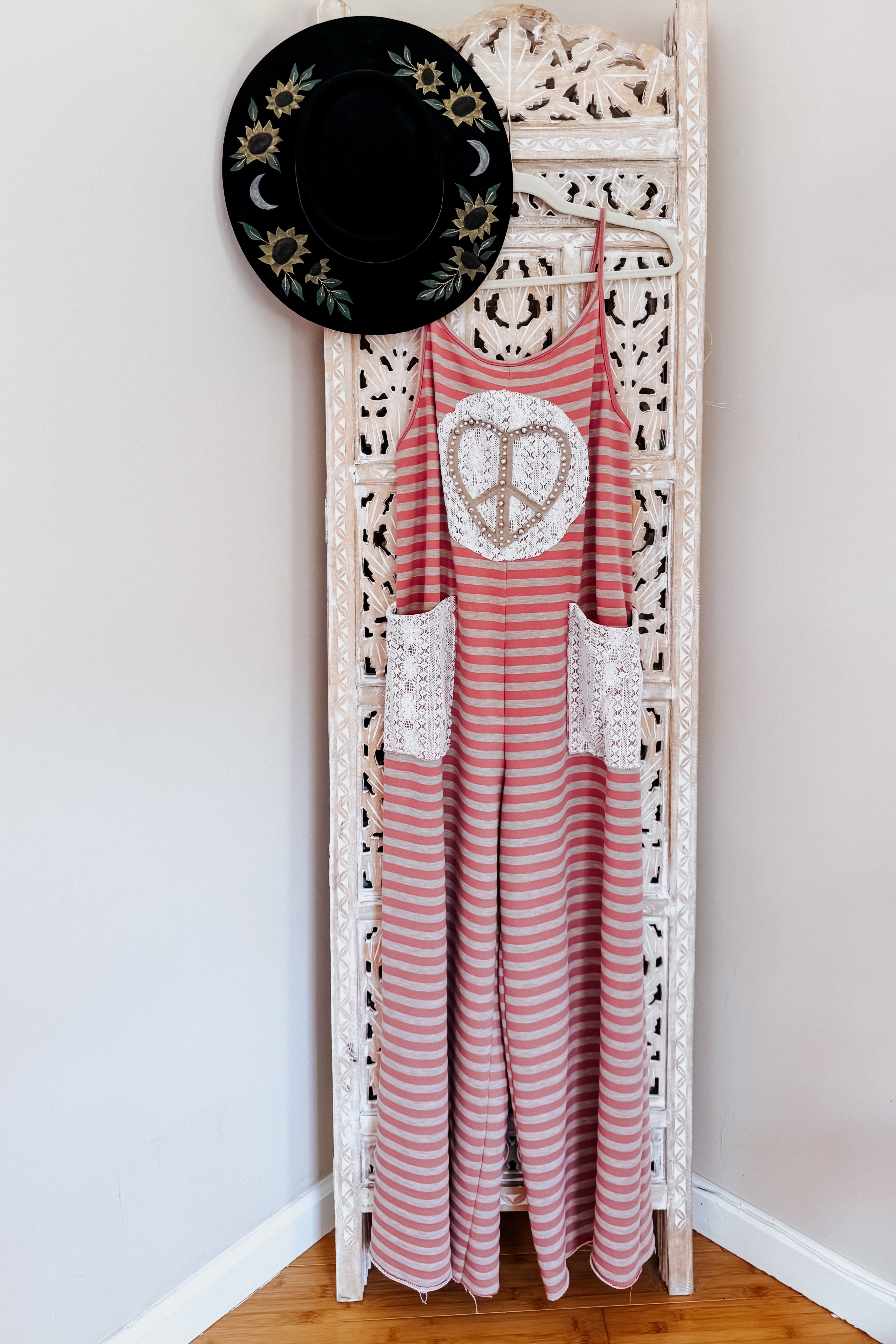 For My Lover Striped Lace Patch Jumpsuit