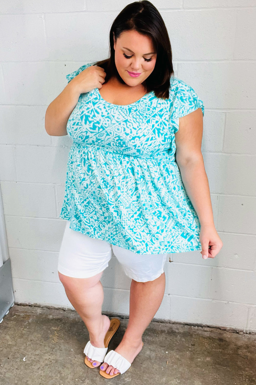Feelin’ Fresh Ruffle Short Sleeve Babydoll Top - Atomic Wildflower