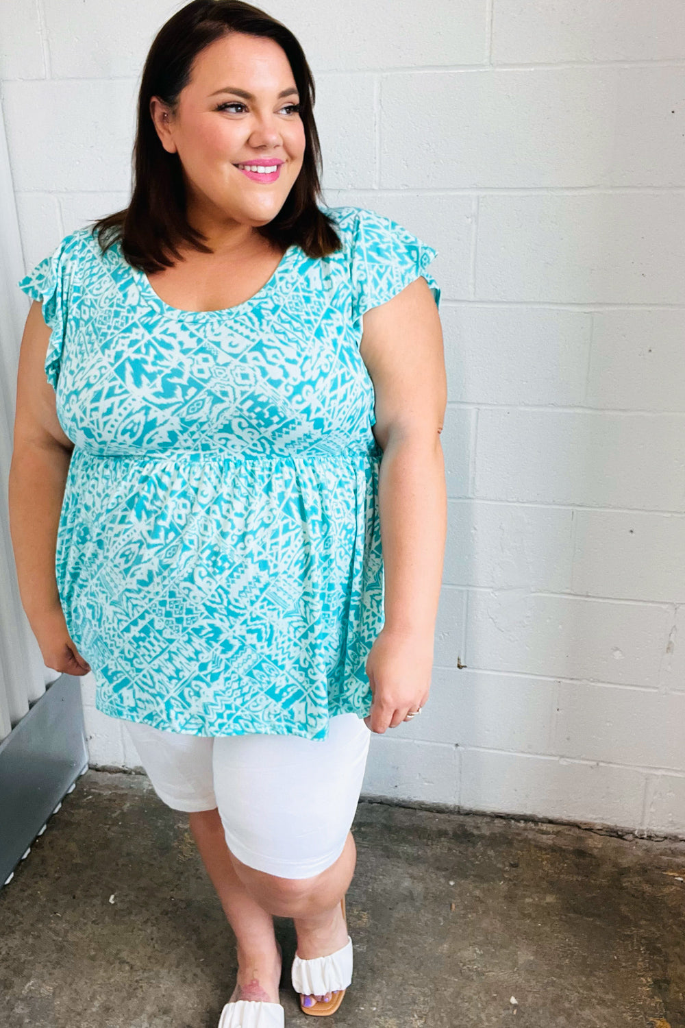 Feelin’ Fresh Ruffle Short Sleeve Babydoll Top - Atomic Wildflower