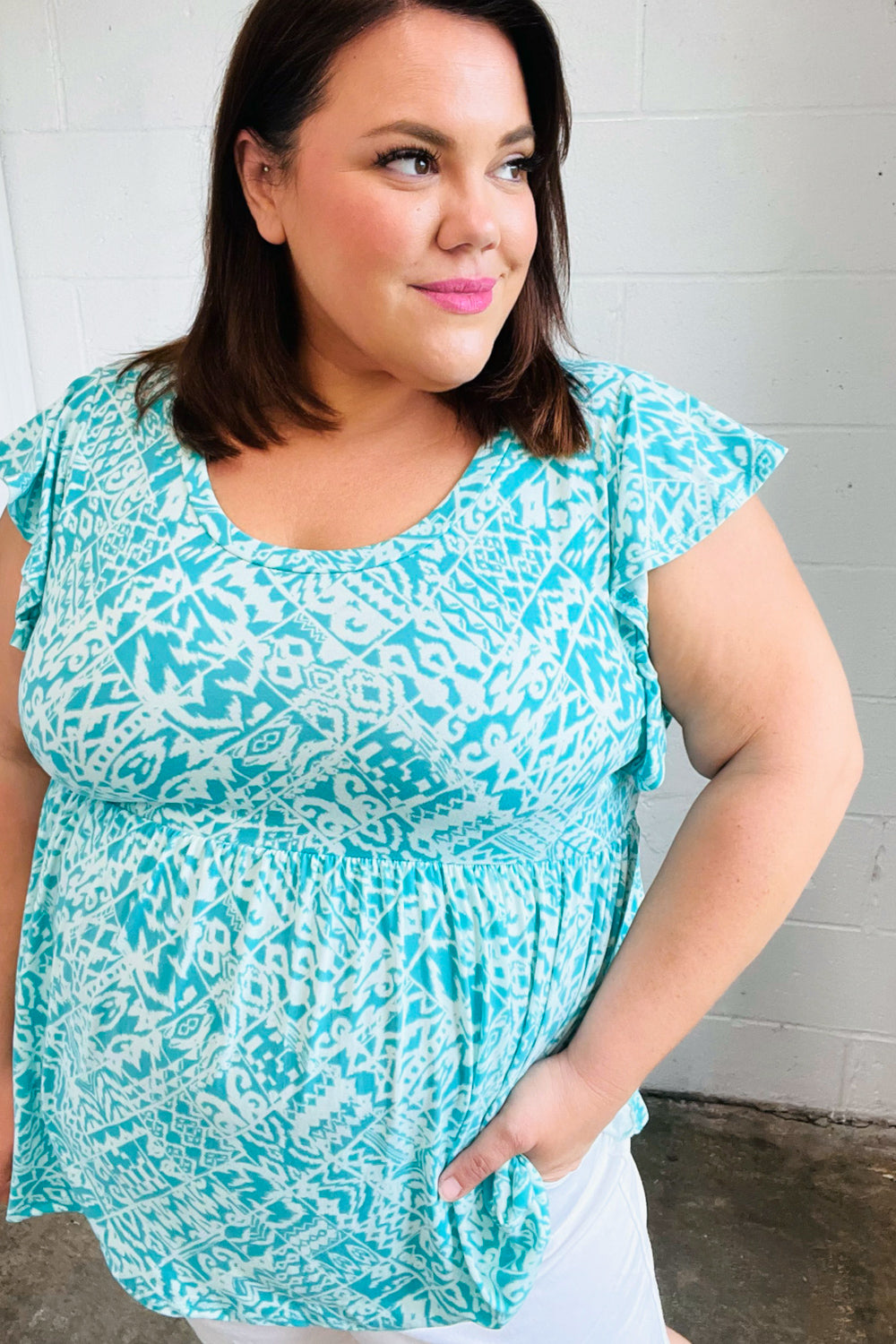Feelin’ Fresh Ruffle Short Sleeve Babydoll Top - Atomic Wildflower