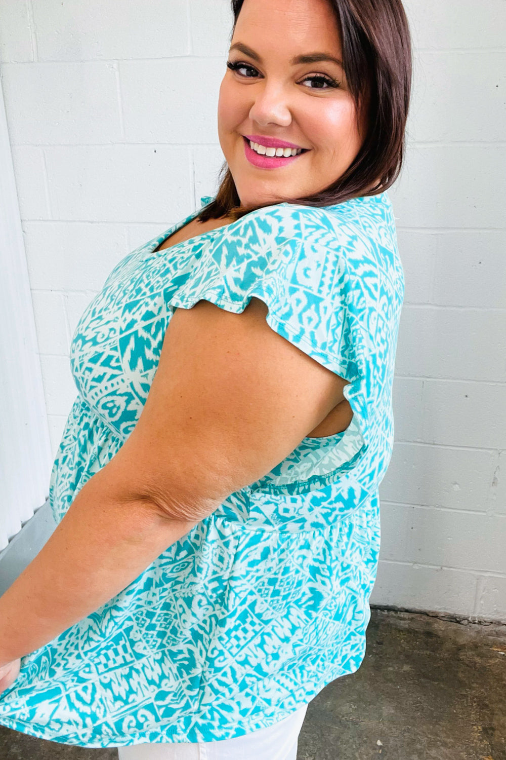 Feelin’ Fresh Ruffle Short Sleeve Babydoll Top - Atomic Wildflower