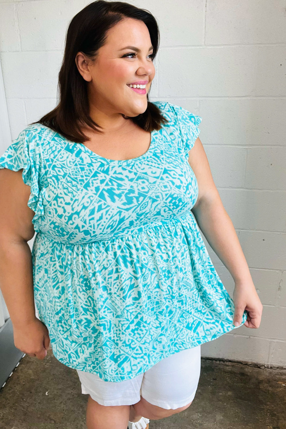 Feelin’ Fresh Ruffle Short Sleeve Babydoll Top - Atomic Wildflower