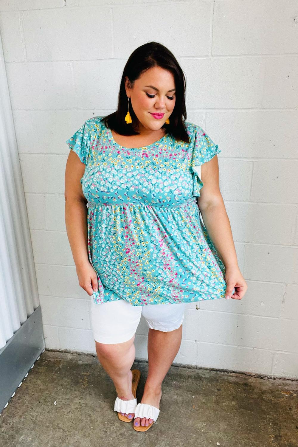 Get Into It Floral Stripe Babydoll Top