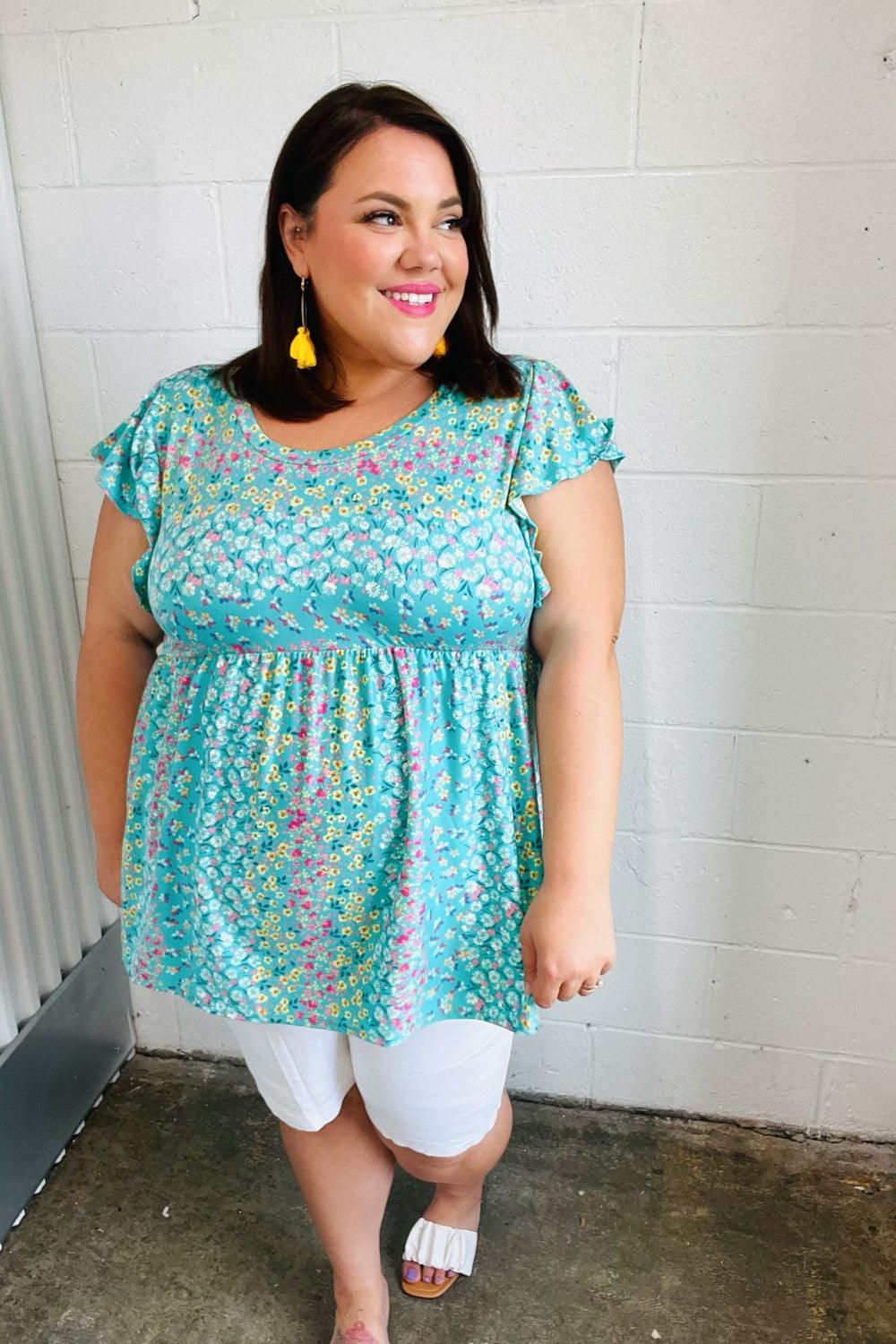 Get Into It Floral Stripe Babydoll Top