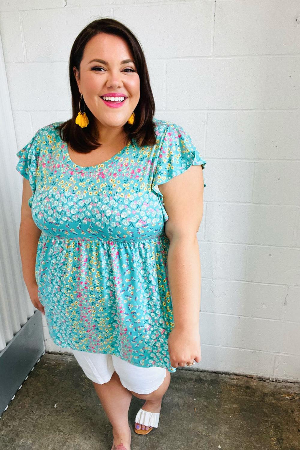 Get Into It Floral Stripe Babydoll Top