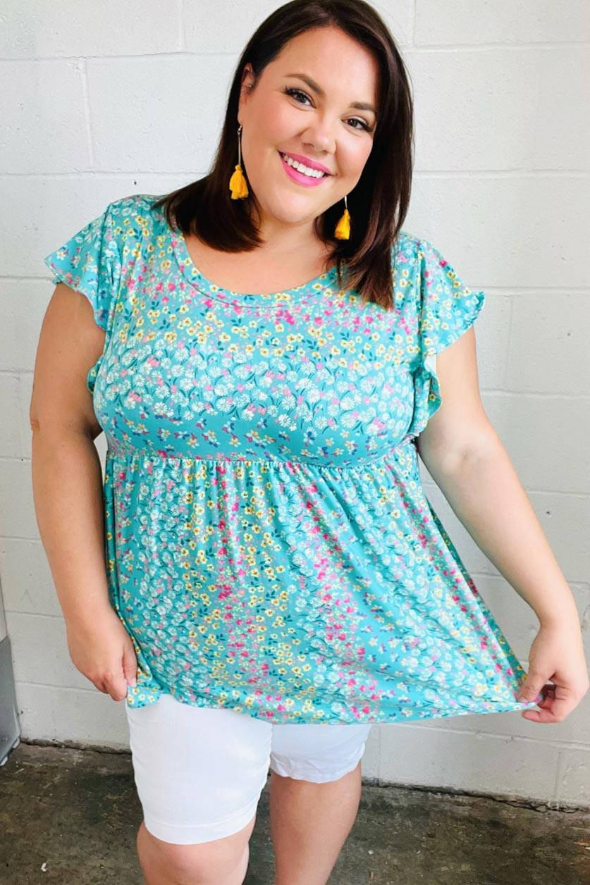 Get Into It Floral Stripe Babydoll Top