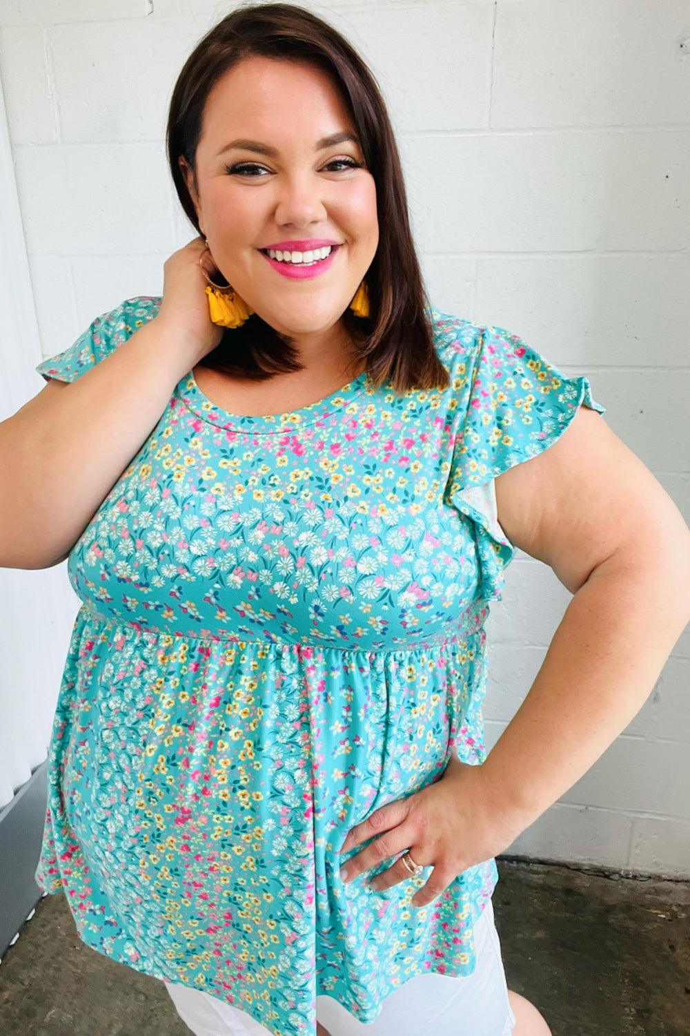 Get Into It Floral Stripe Babydoll Top