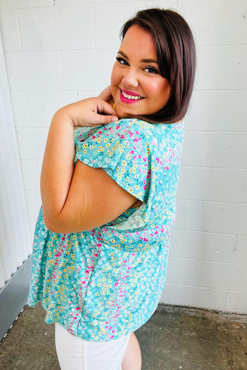 Get Into It Floral Stripe Babydoll Top