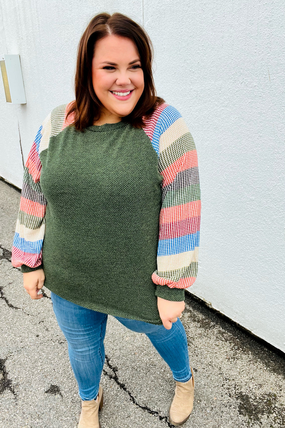 Carry On Striped Sleeve Knit Top