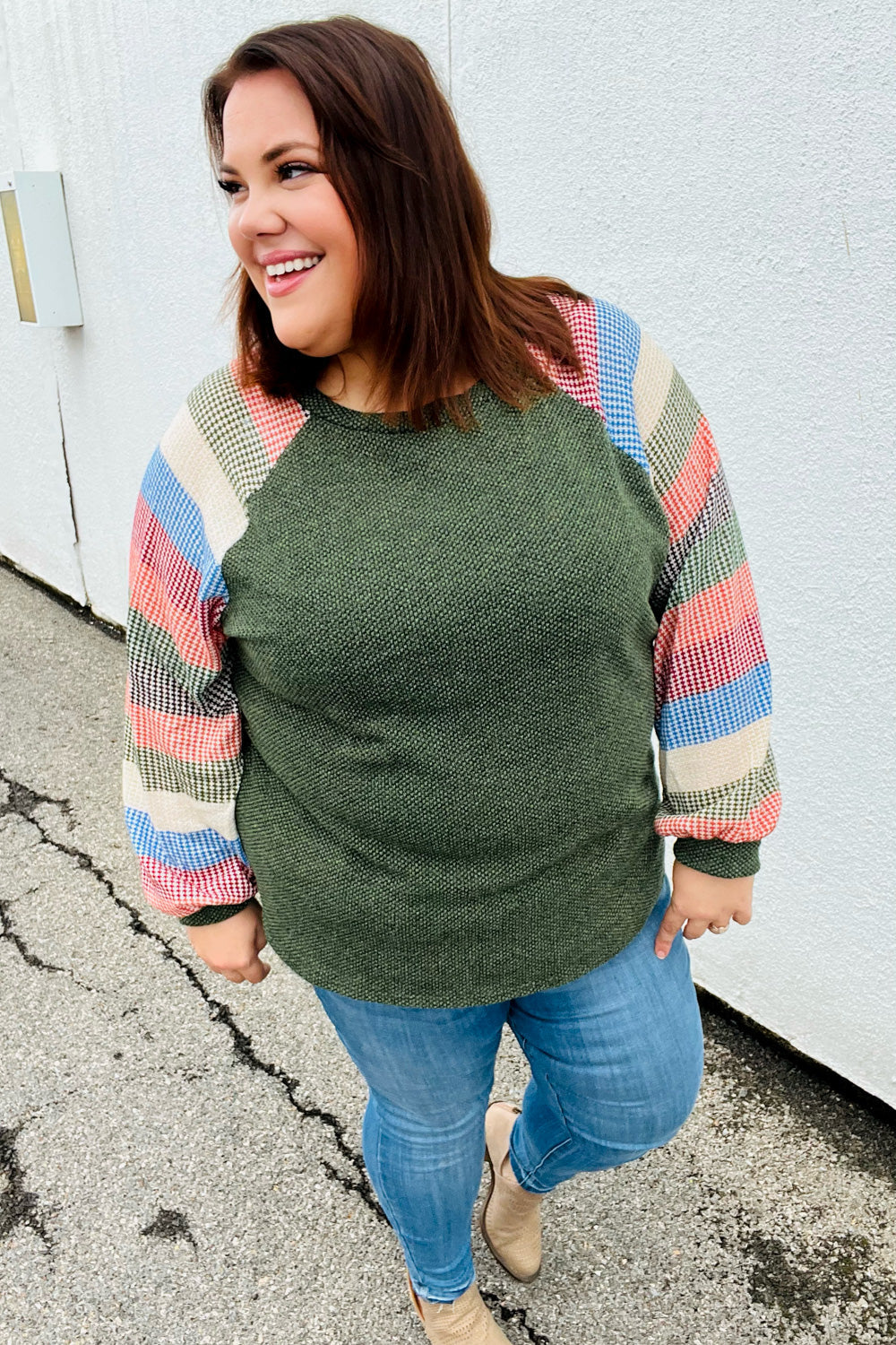 Carry On Striped Sleeve Knit Top