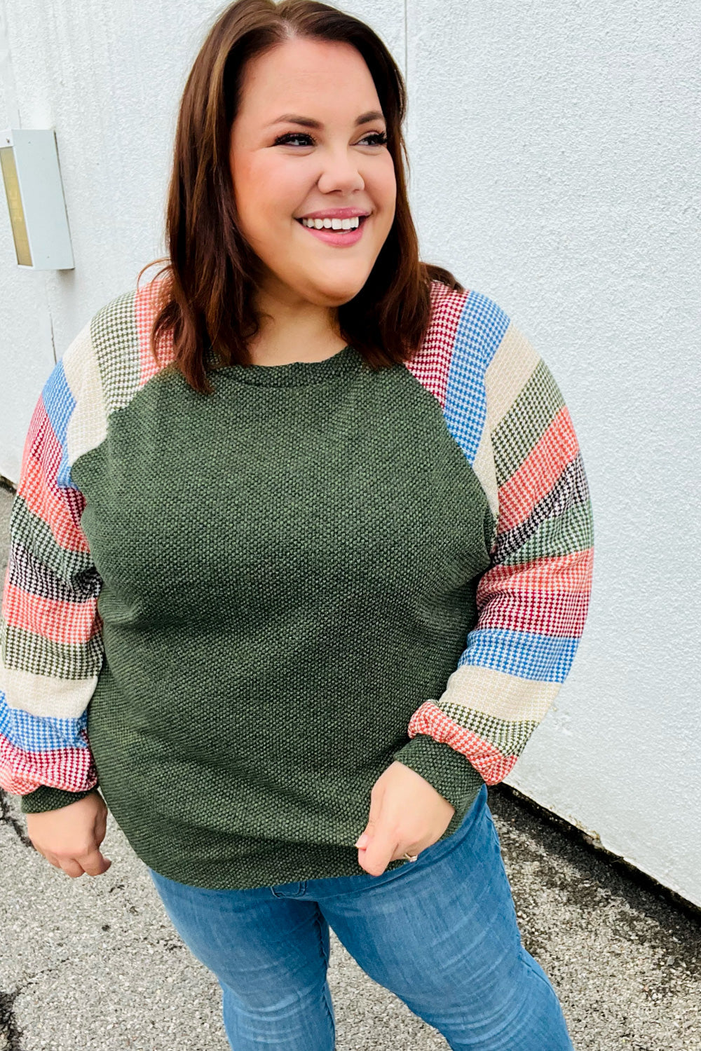 Carry On Striped Sleeve Knit Top