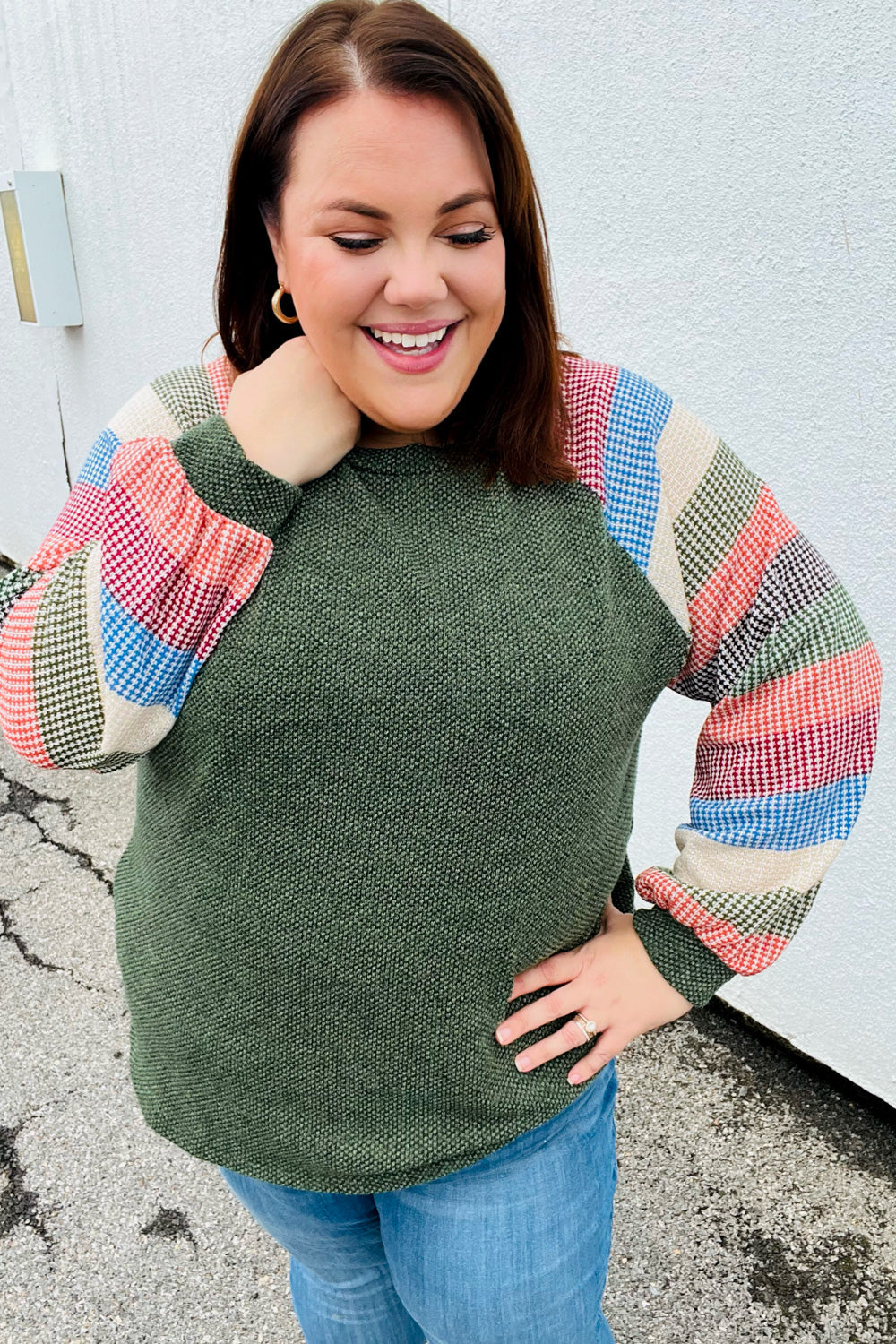 Carry On Striped Sleeve Knit Top