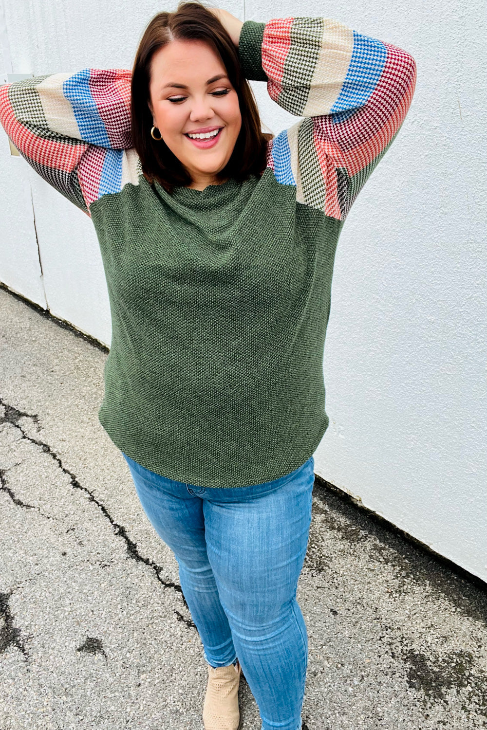Carry On Striped Sleeve Knit Top