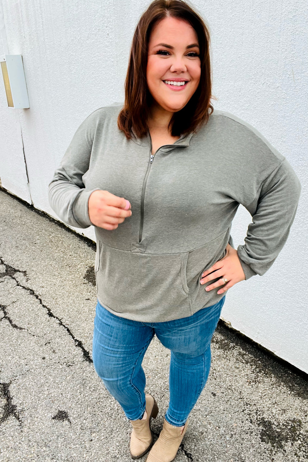 All In A Day Half Zip Hoodie • Olive