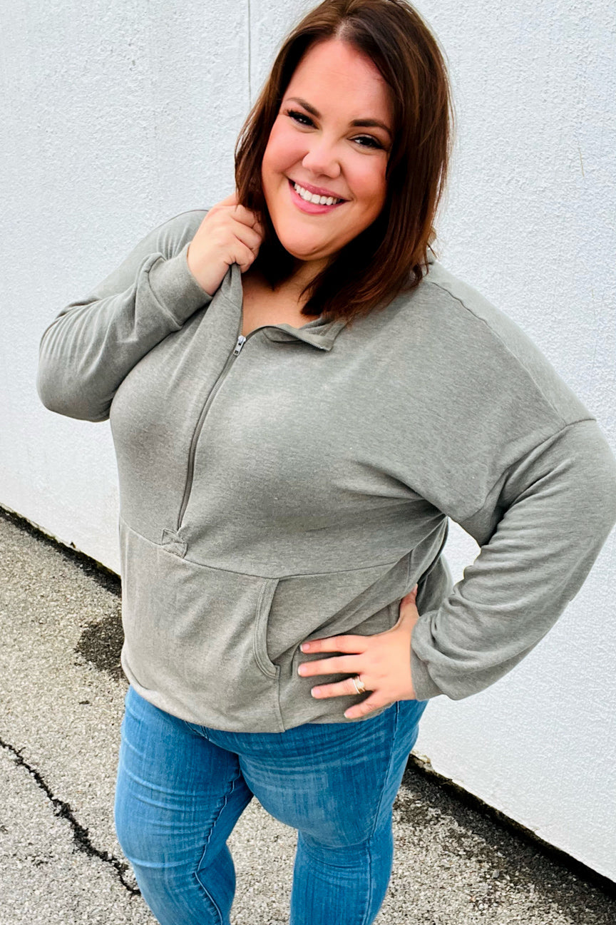 All In A Day Half Zip Hoodie • Olive