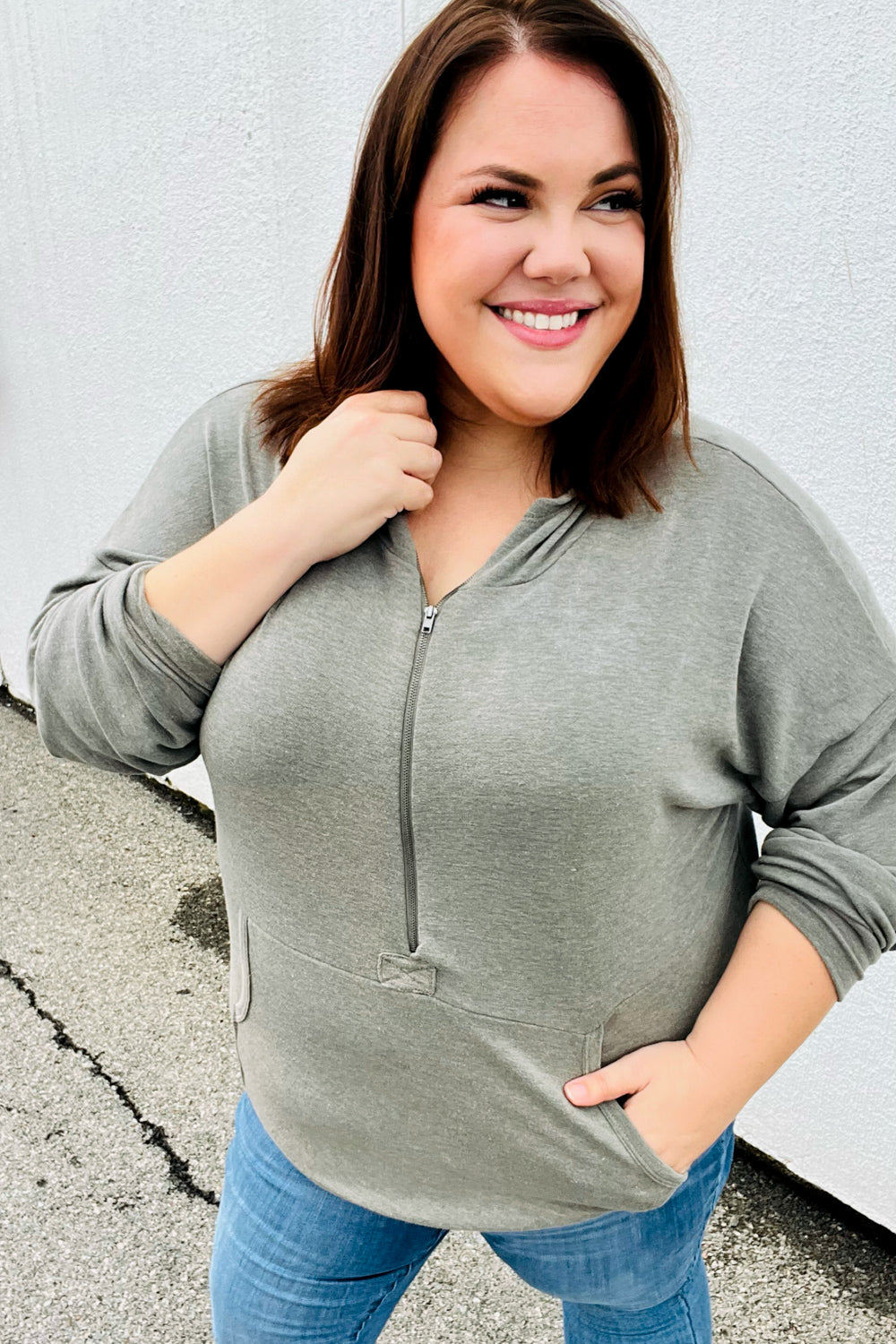 All In A Day Half Zip Hoodie • Olive