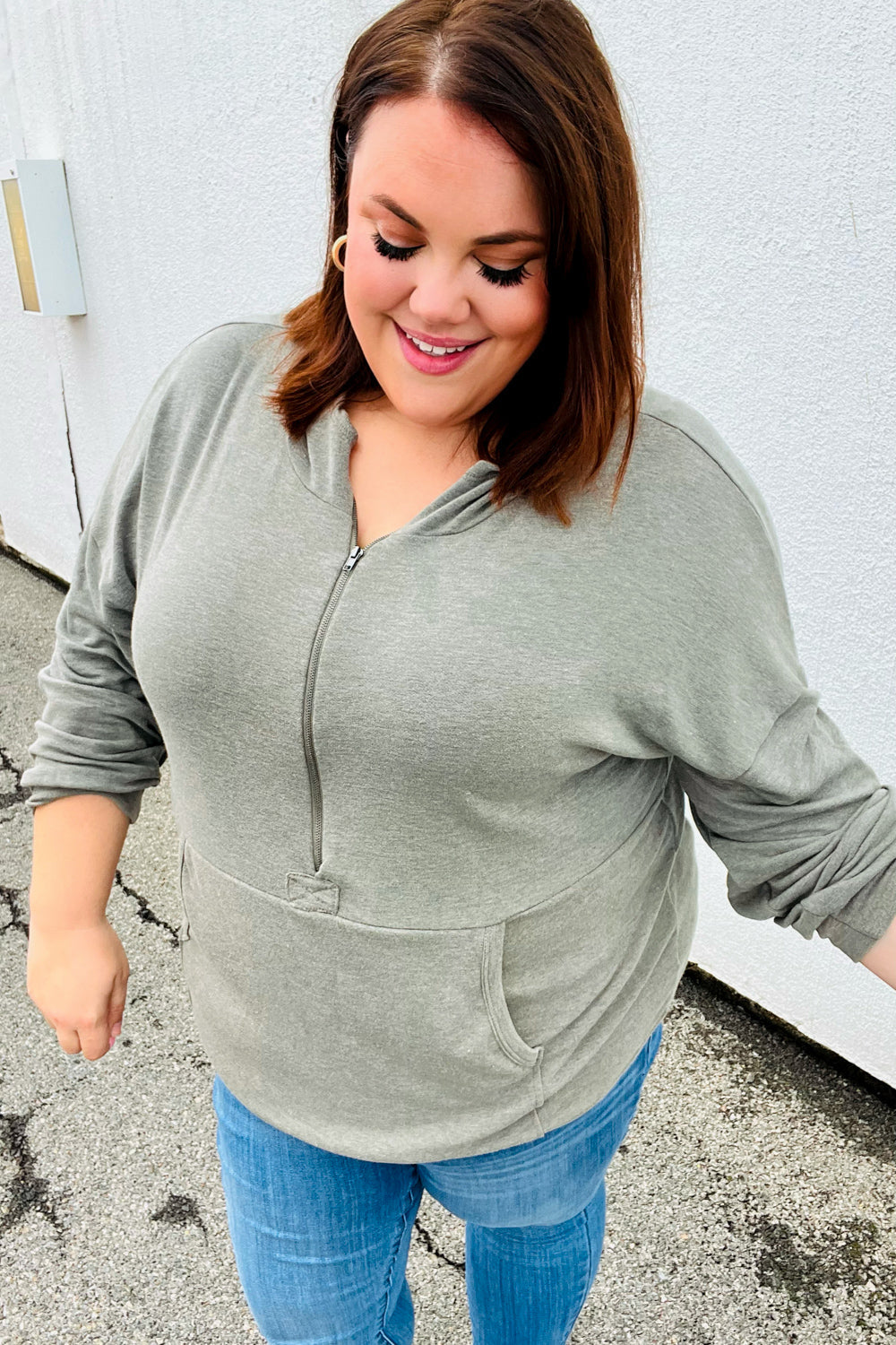 All In A Day Half Zip Hoodie • Olive