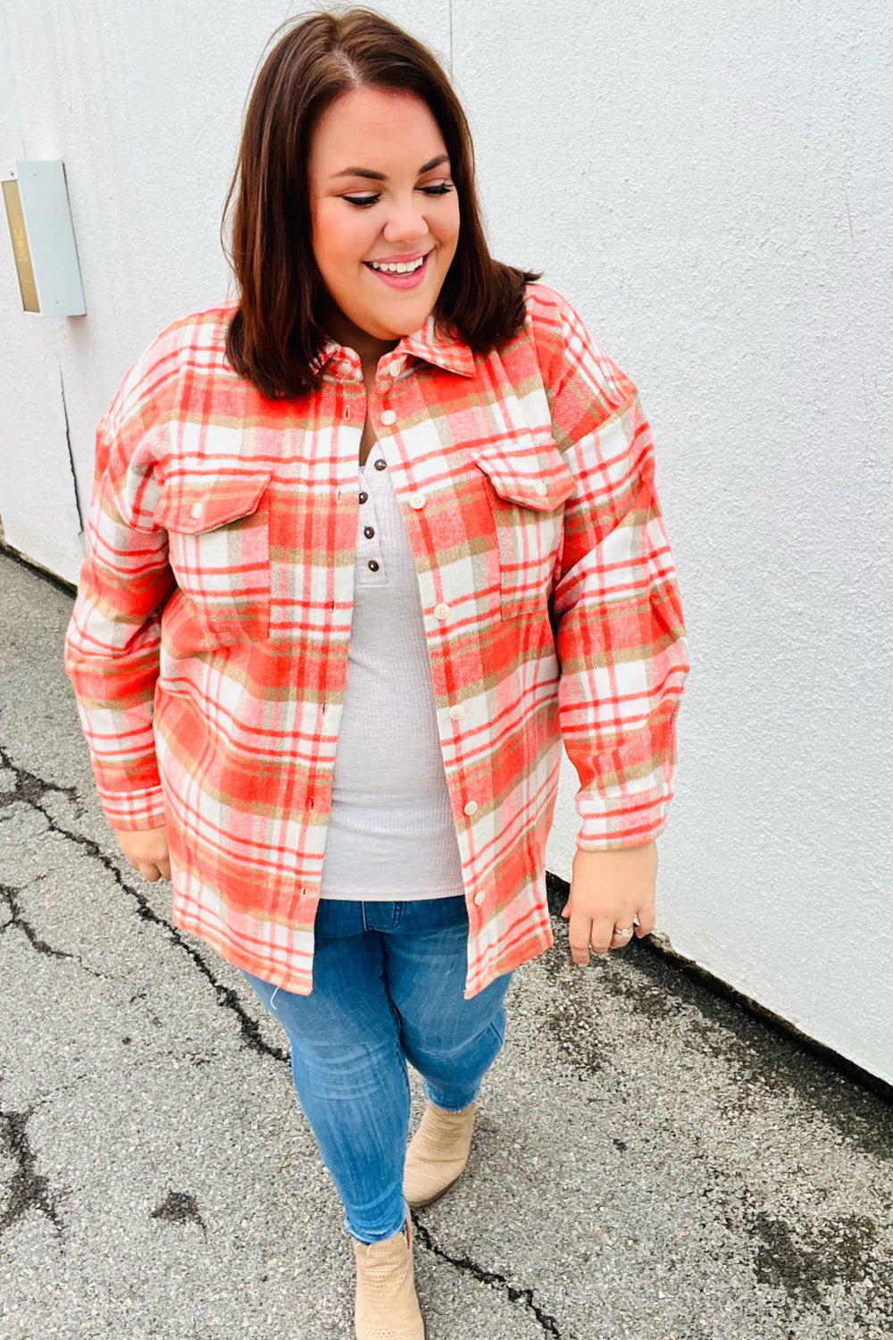 Layer Up Plaid Flannel Button Down Shacket