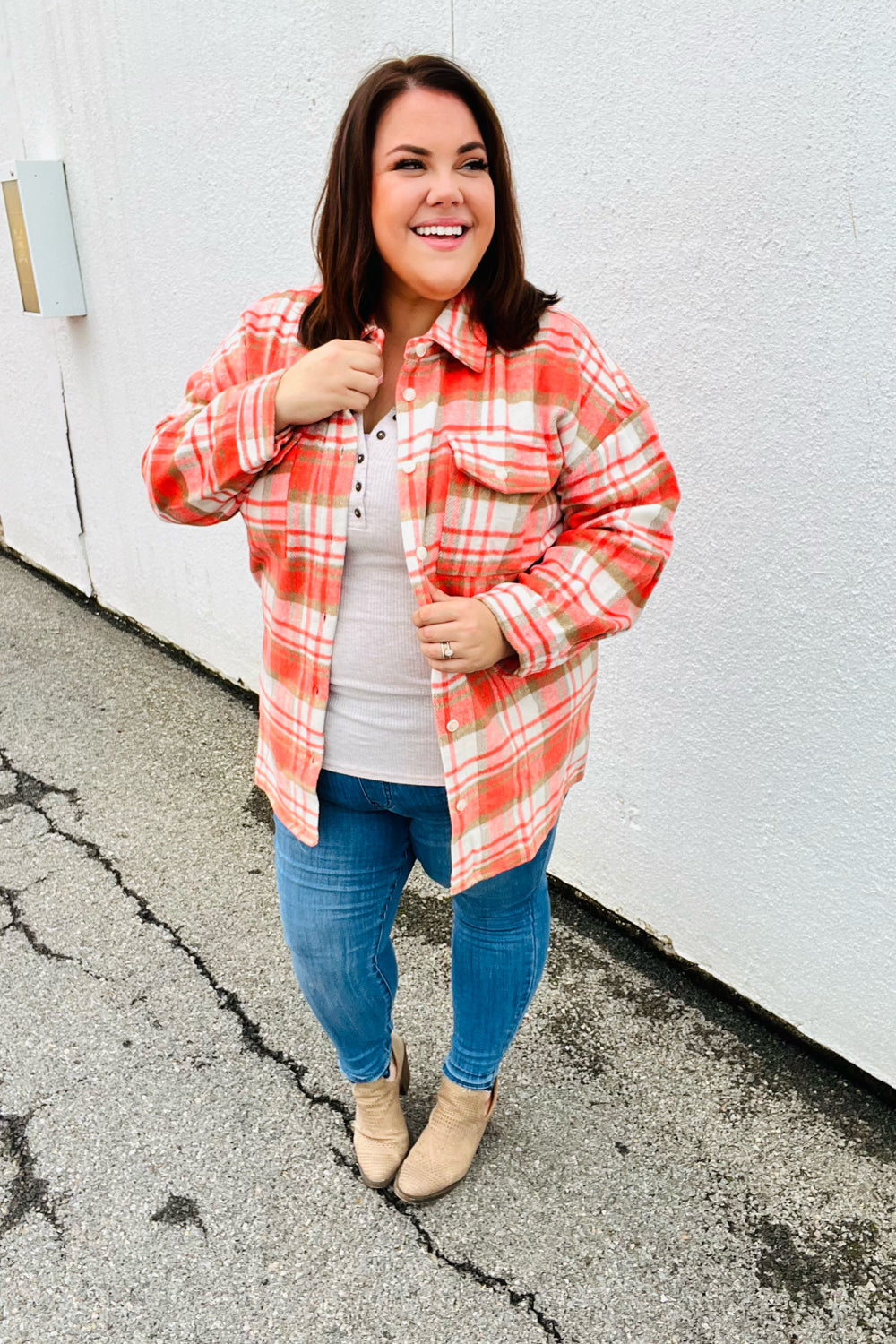 Layer Up Plaid Flannel Button Down Shacket